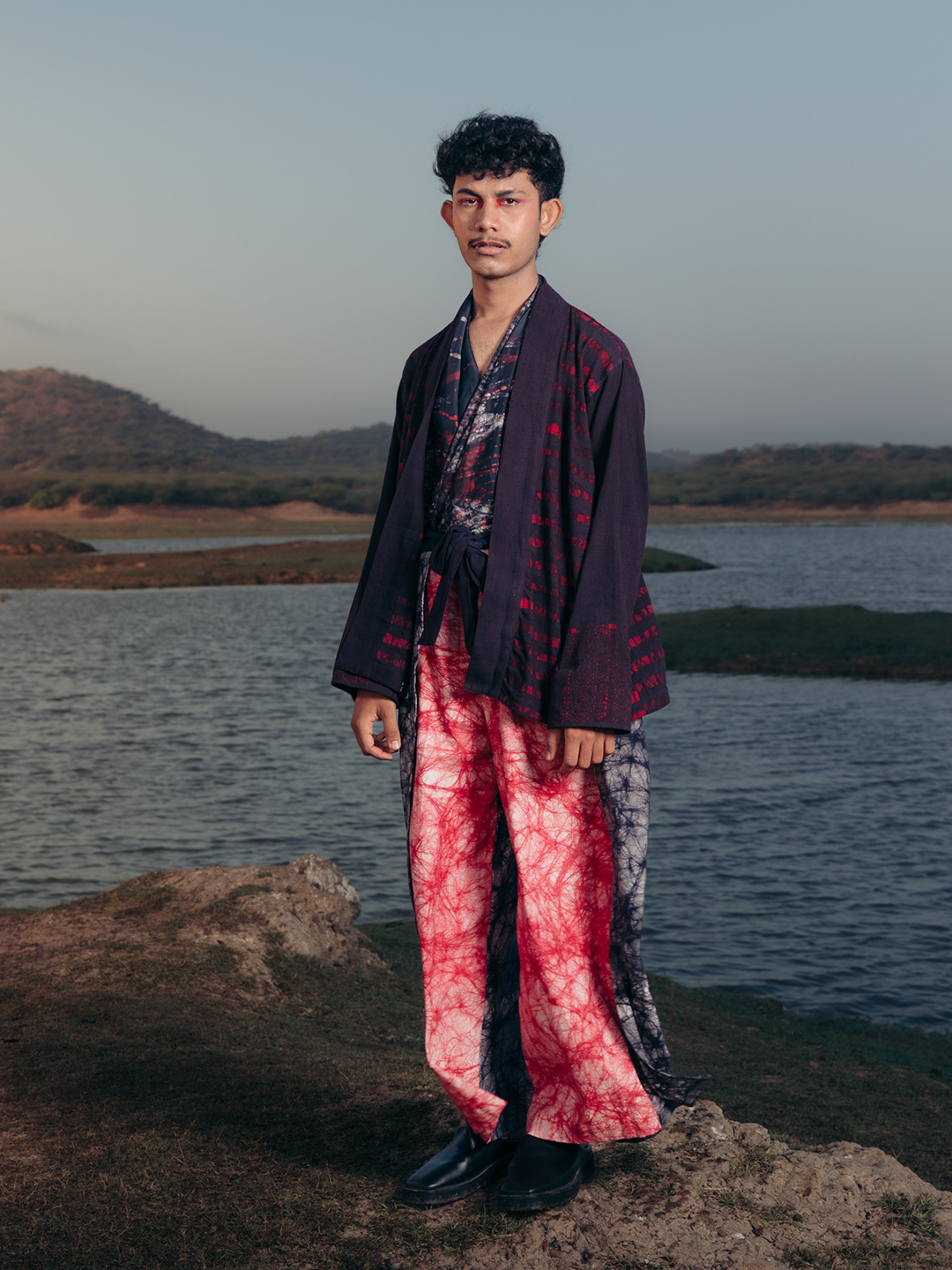 Batik Kala Cotton Wrap Trouser Black, Red & White