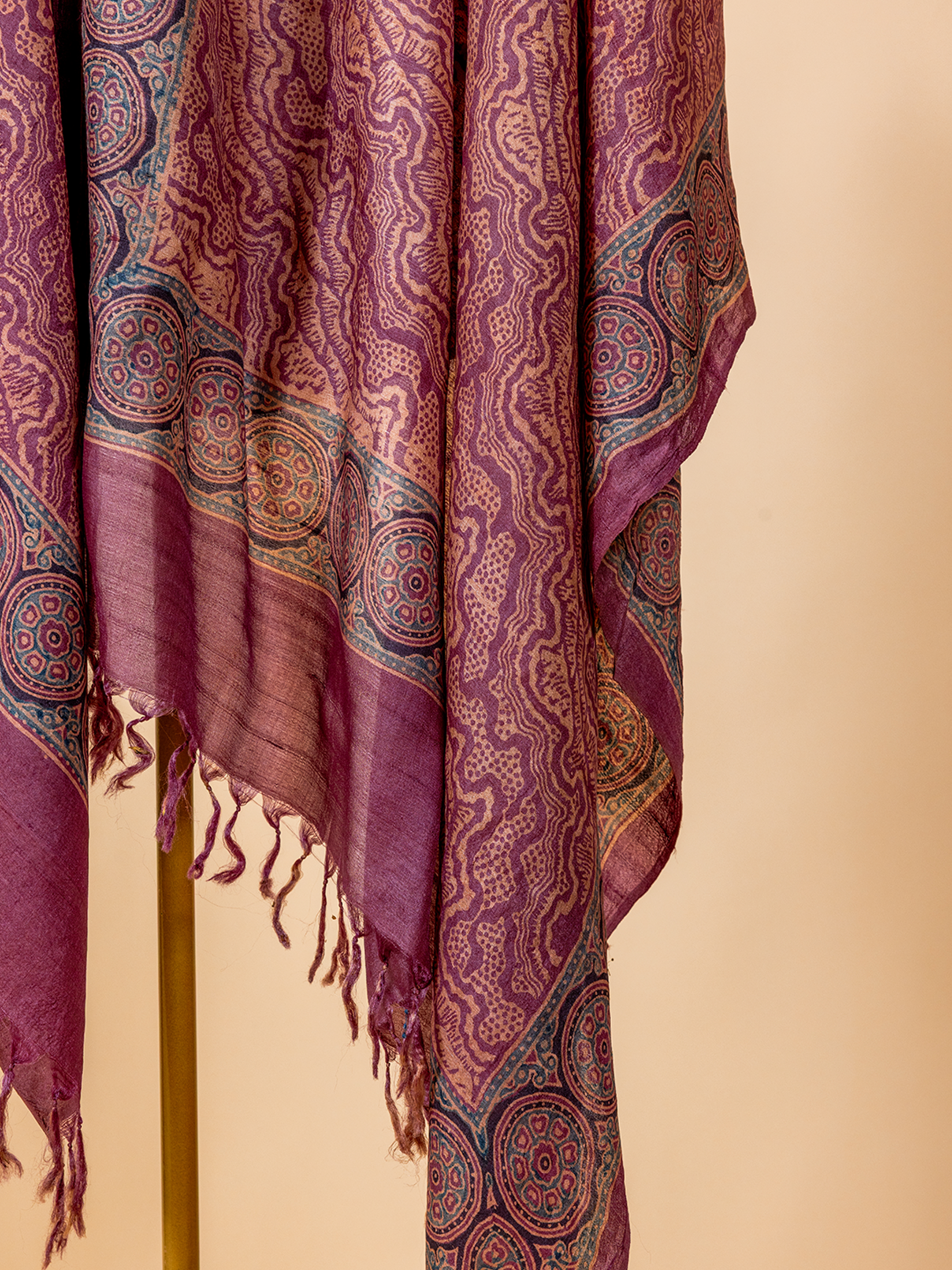 Ajrakh Silk Dupatta Purple