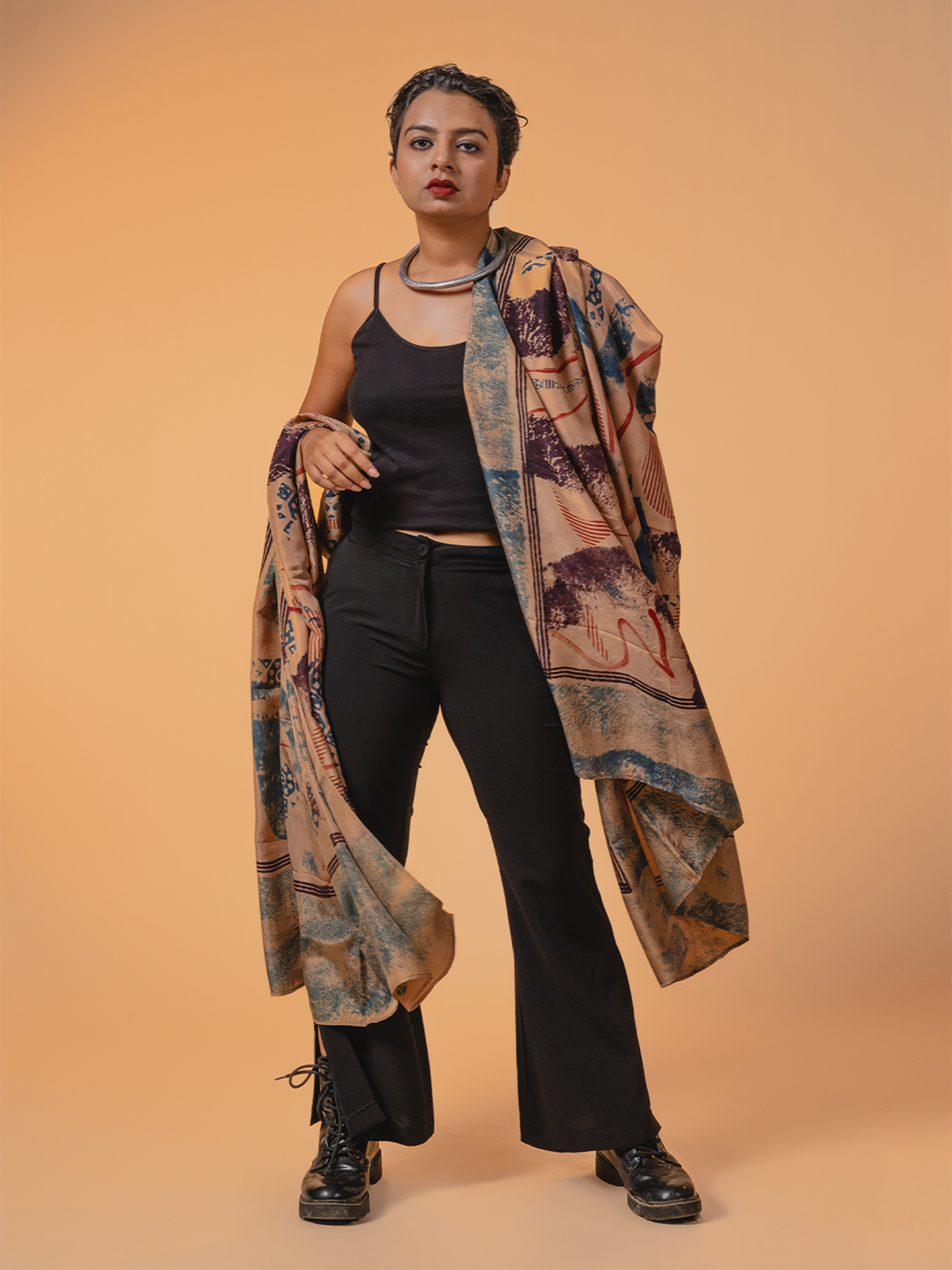 Ajrakh Silk Dupatta Beige