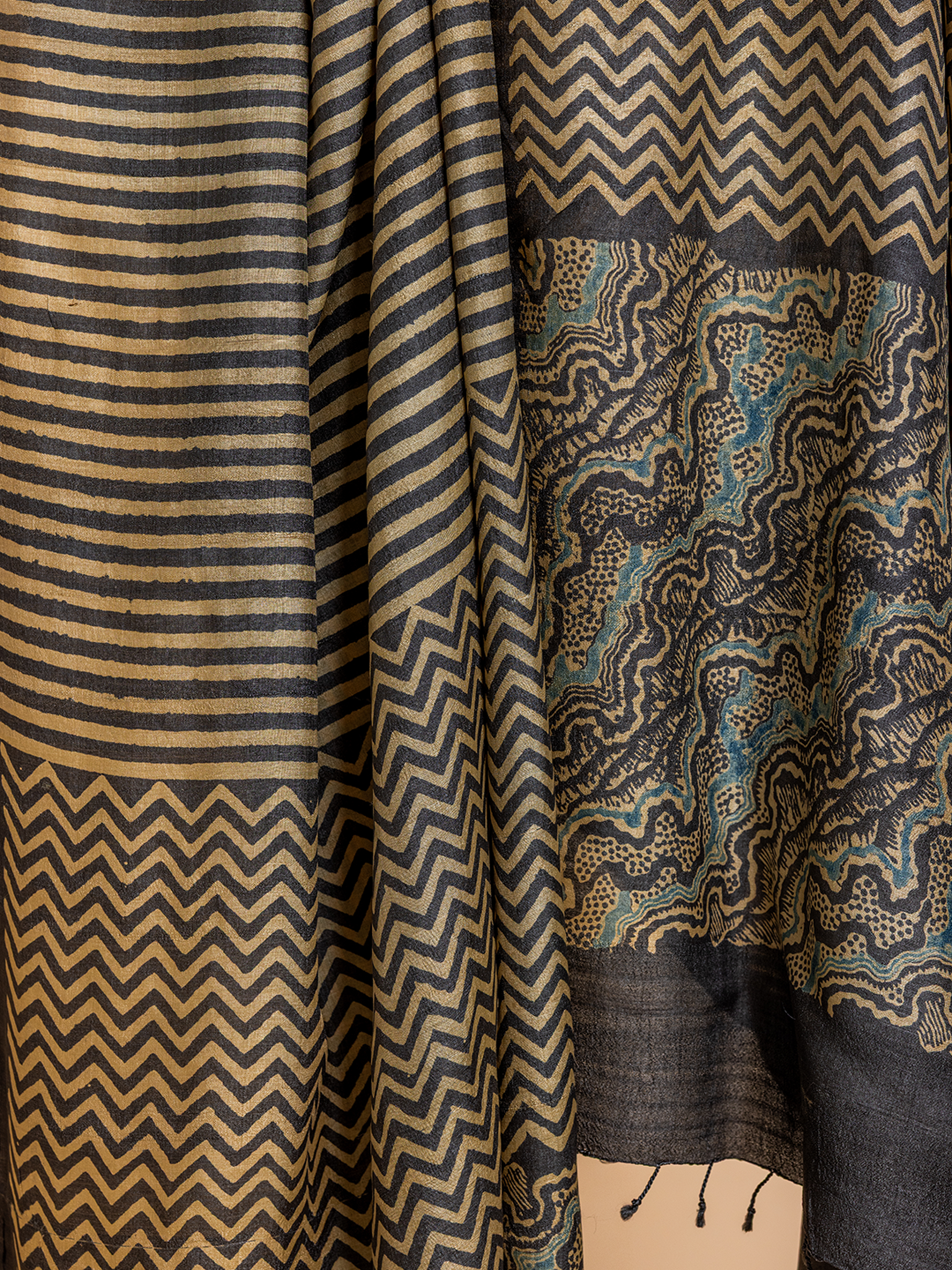 Ajrakh Silk Dupatta Black & White