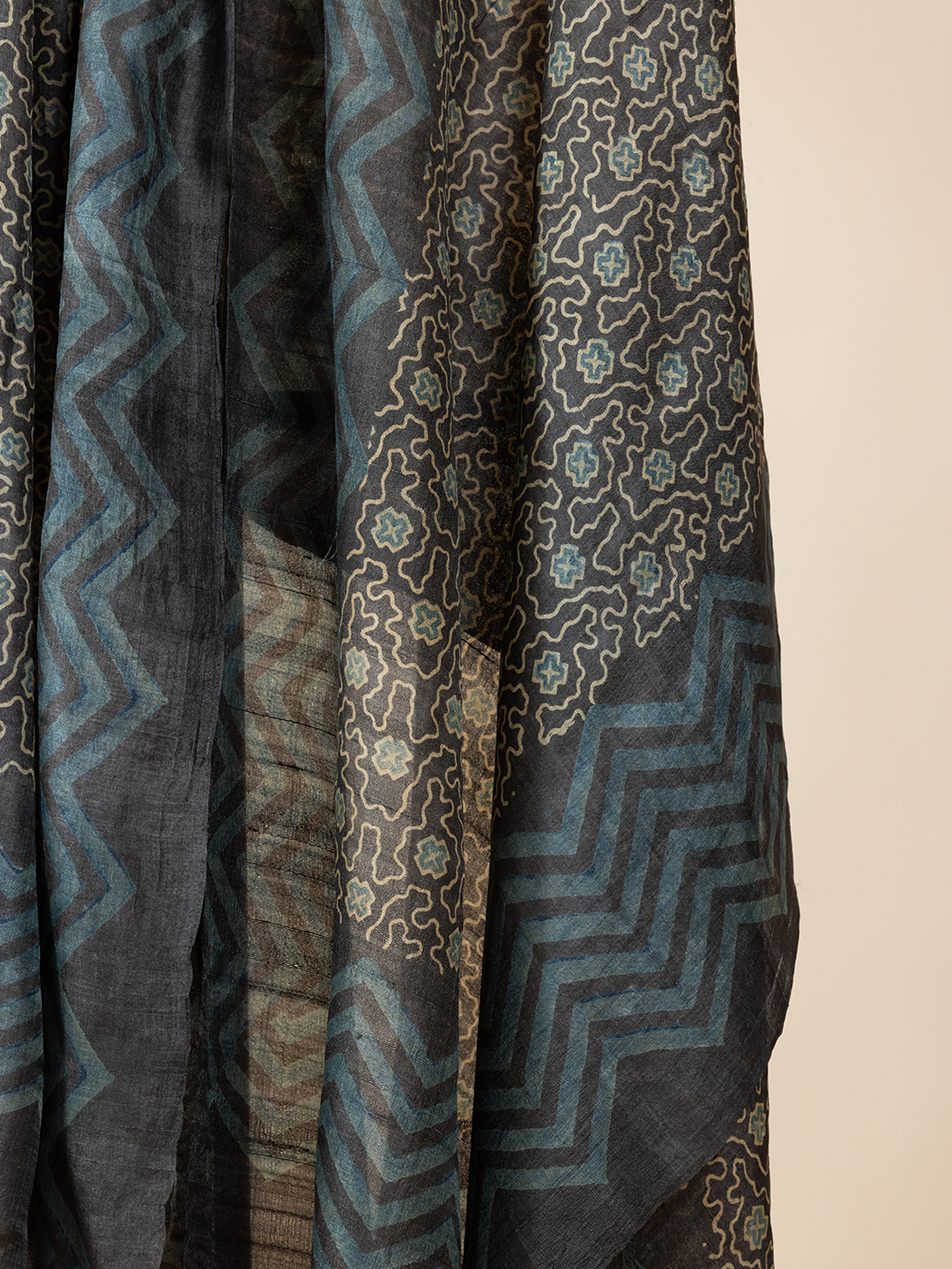 Ajrakh Silk Dupatta Dark Blue