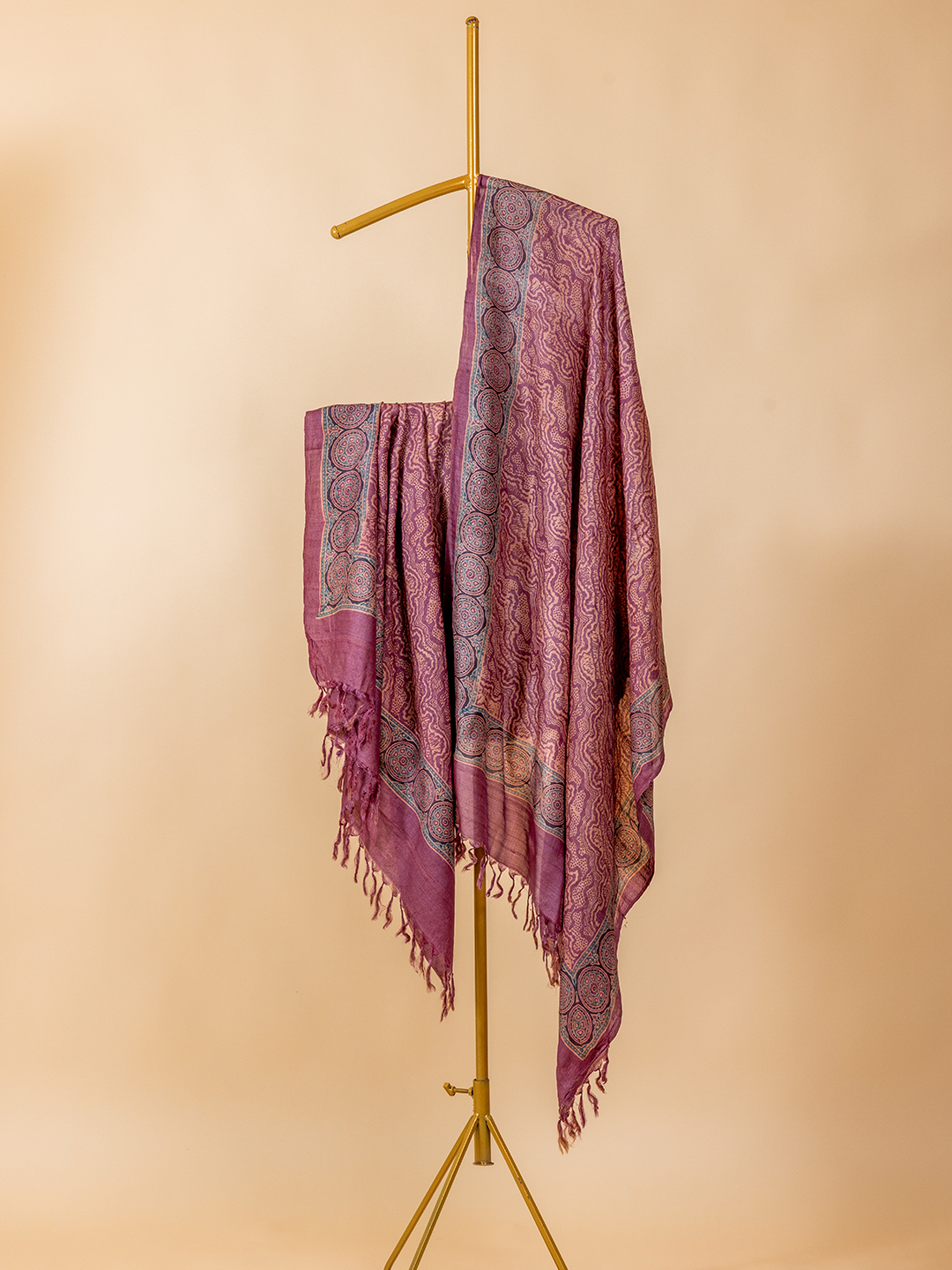Ajrakh Silk Dupatta Purple
