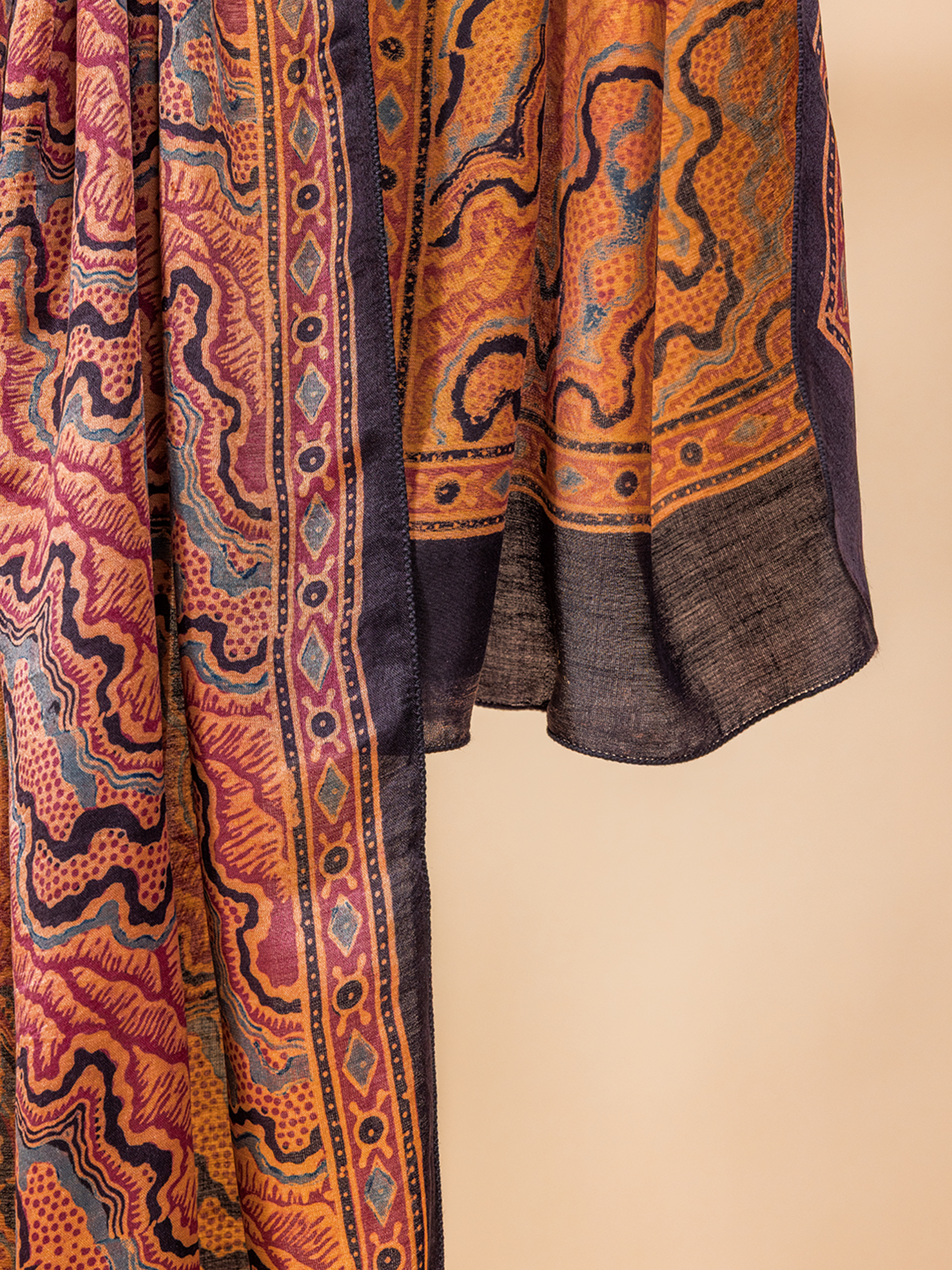 Ajrakh Silk Stole Maroon