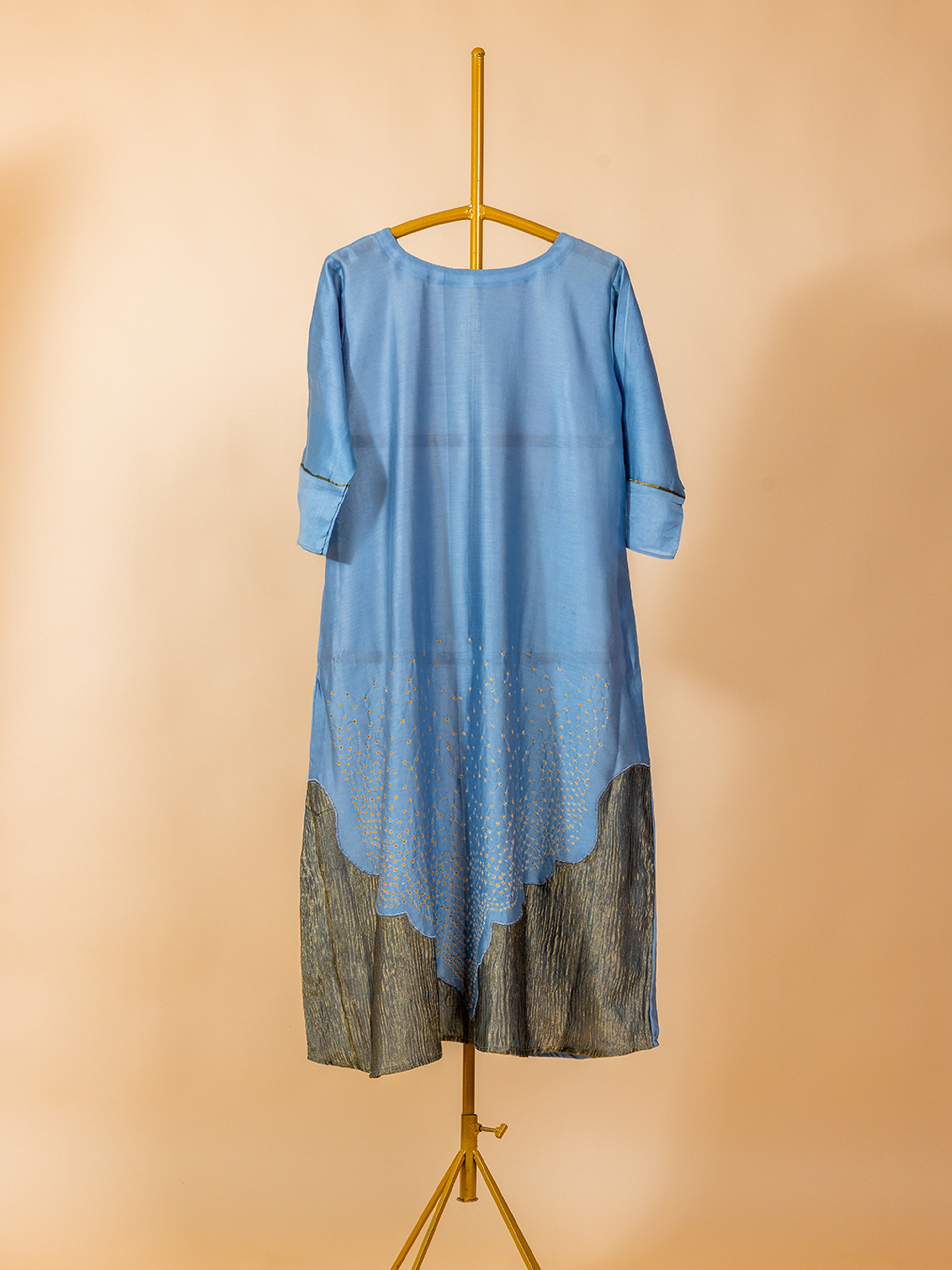 Bandhani Chanderi Kurti Blue & Green