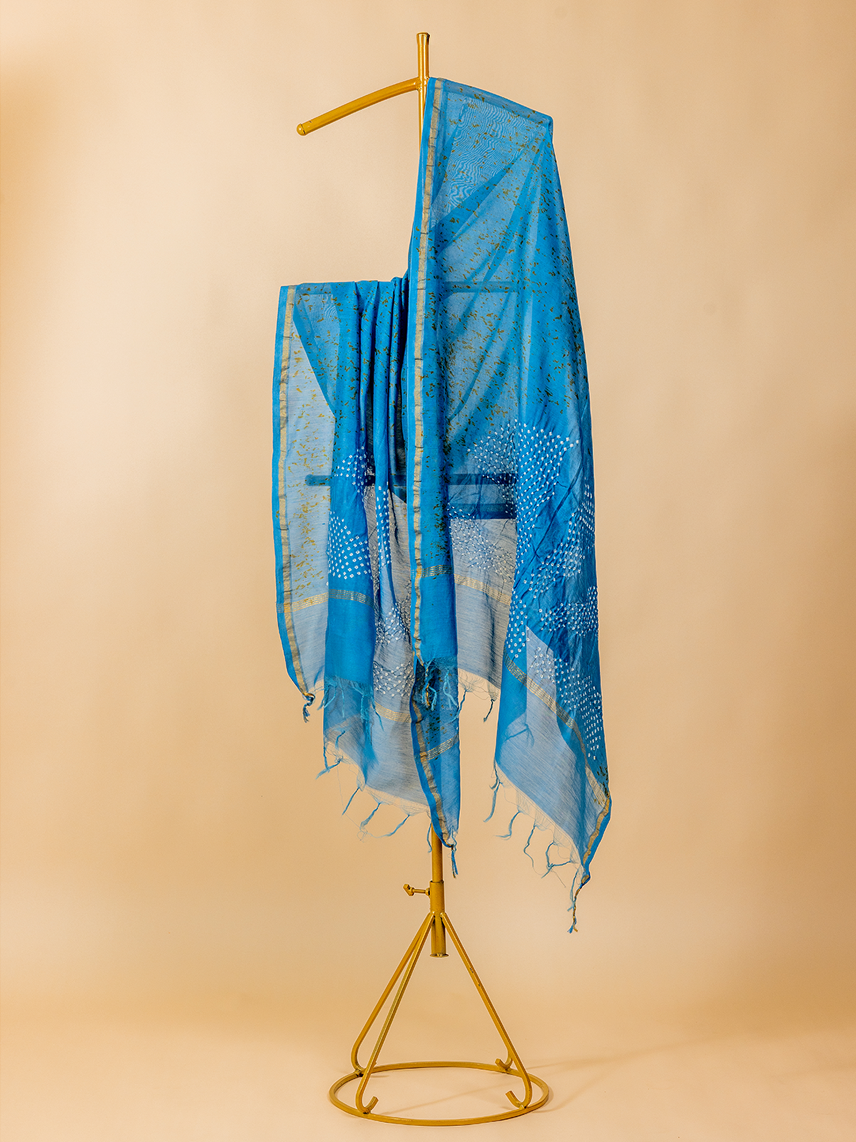 Bandhani Cotton Silk Dupatta Blue