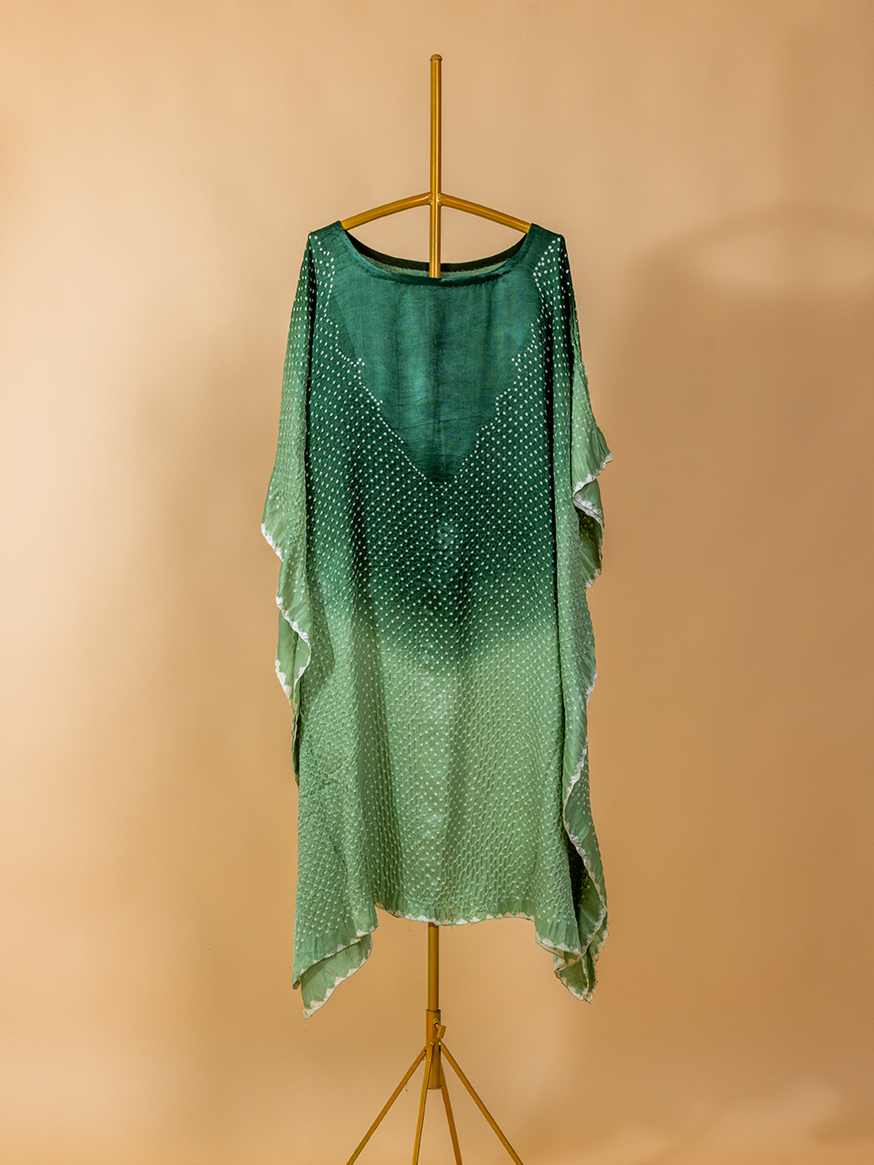 Bandhani Silk Kaftan Green