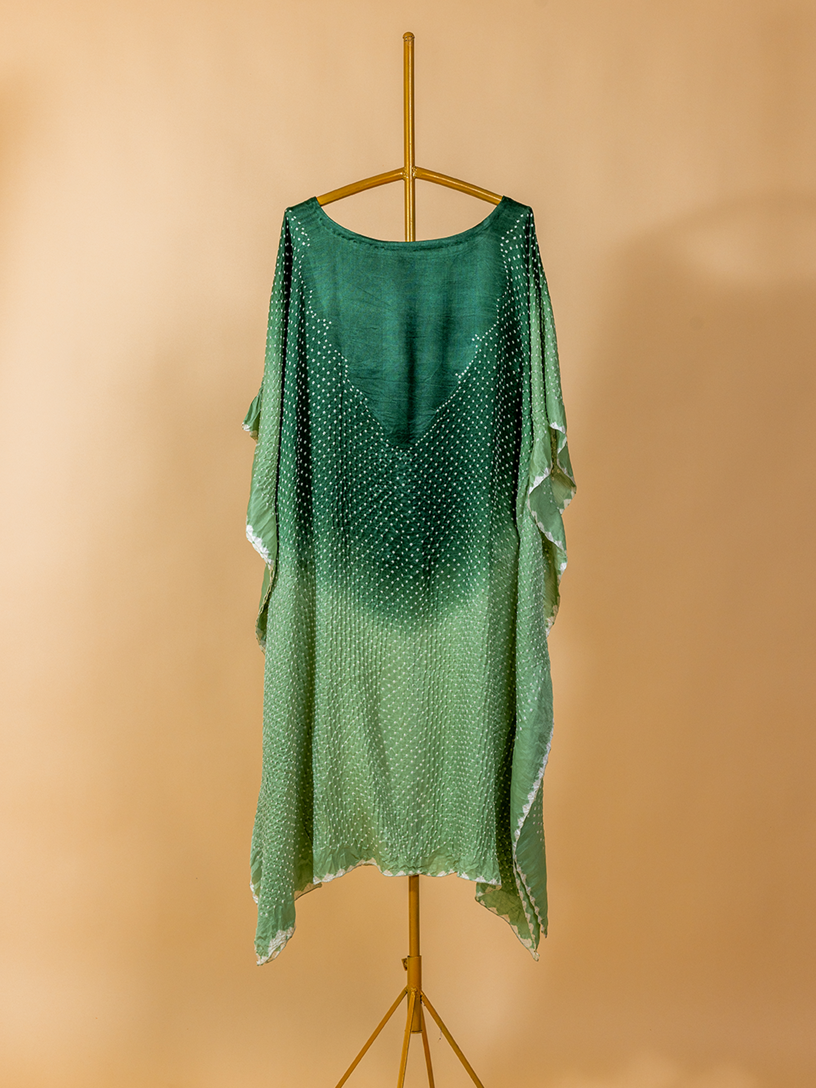 Bandhani Silk Kaftan Green