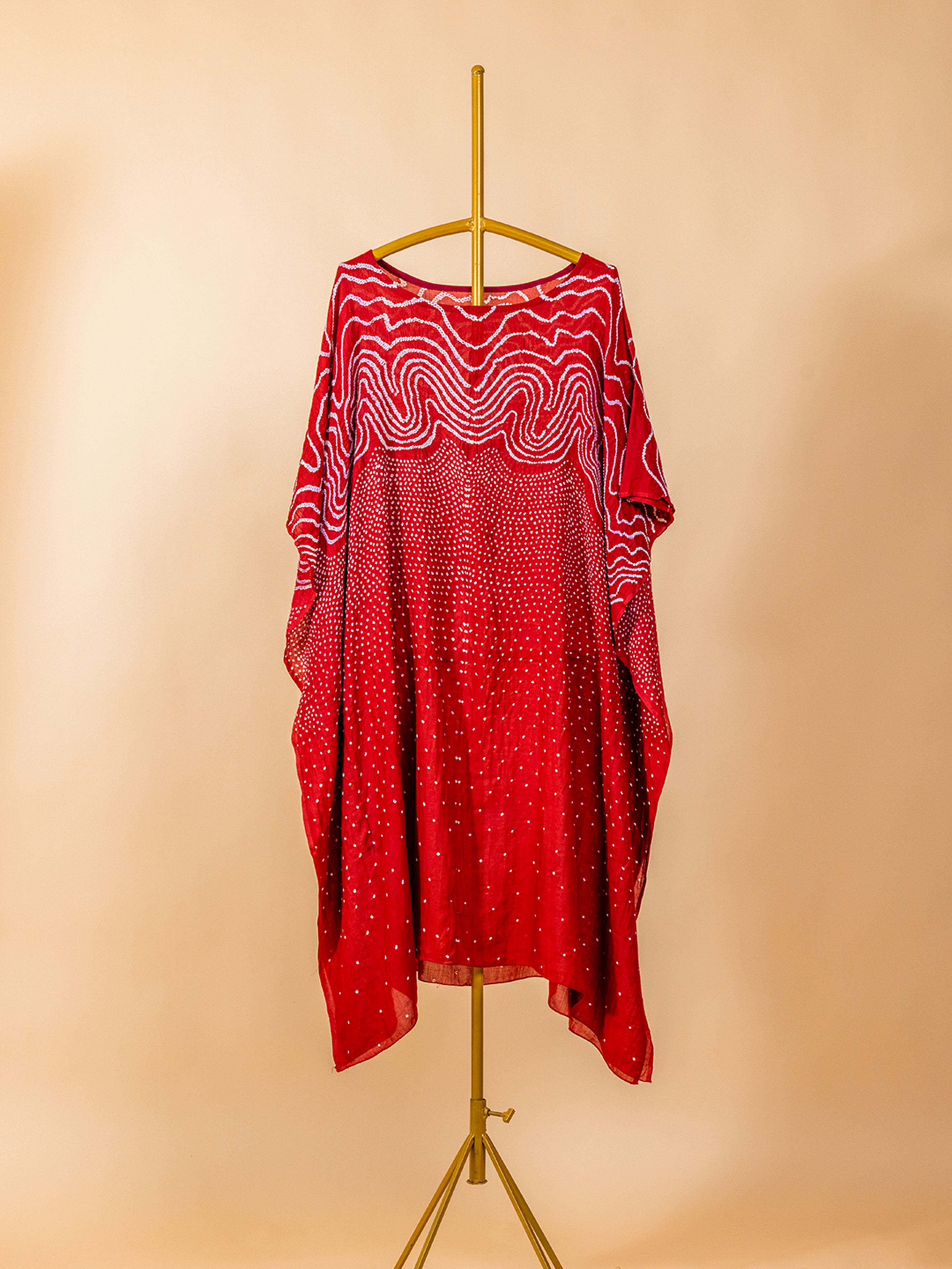 Bandhani Silk Kaftan Red