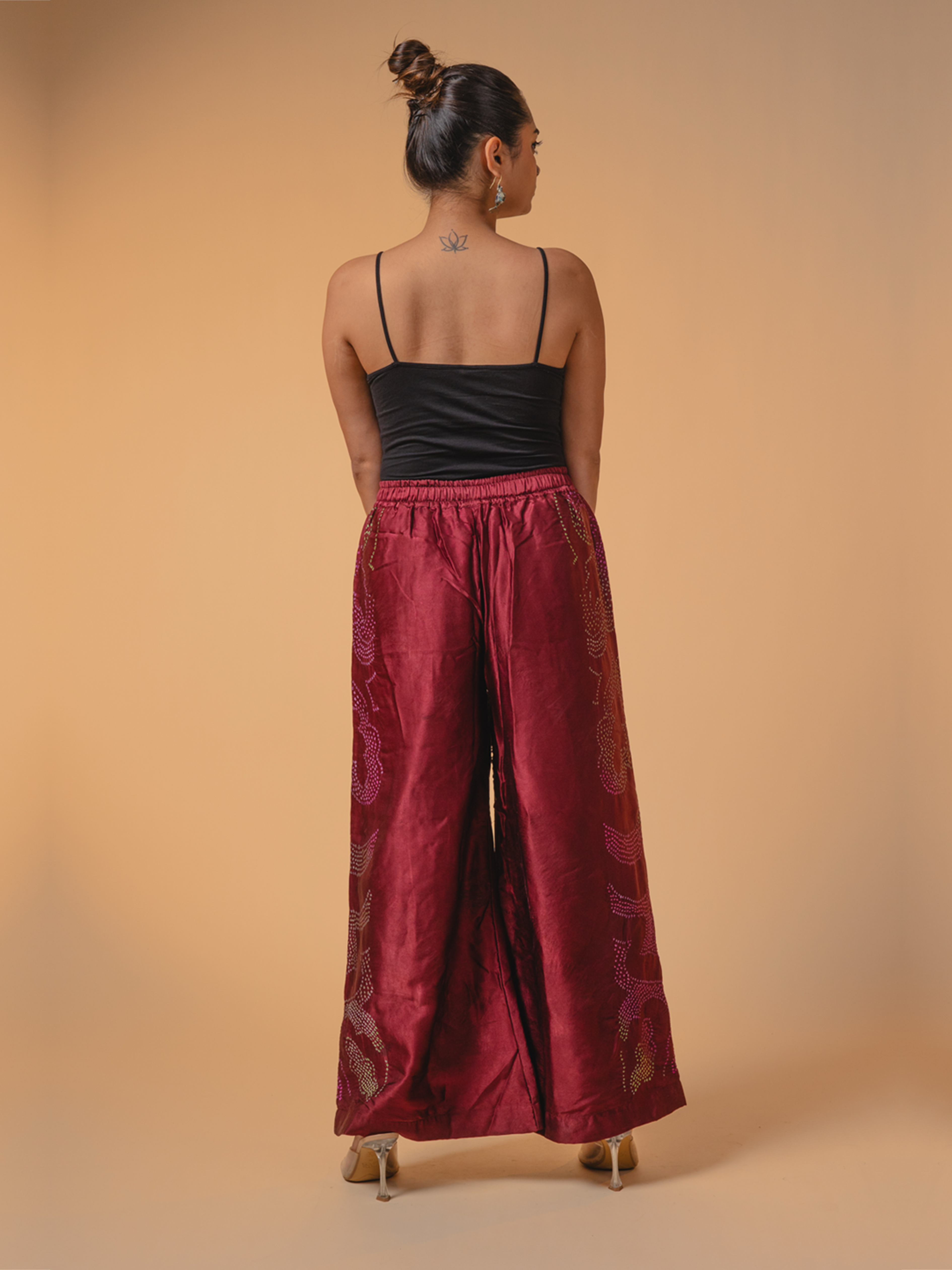 Bandhani Silk Pant Red