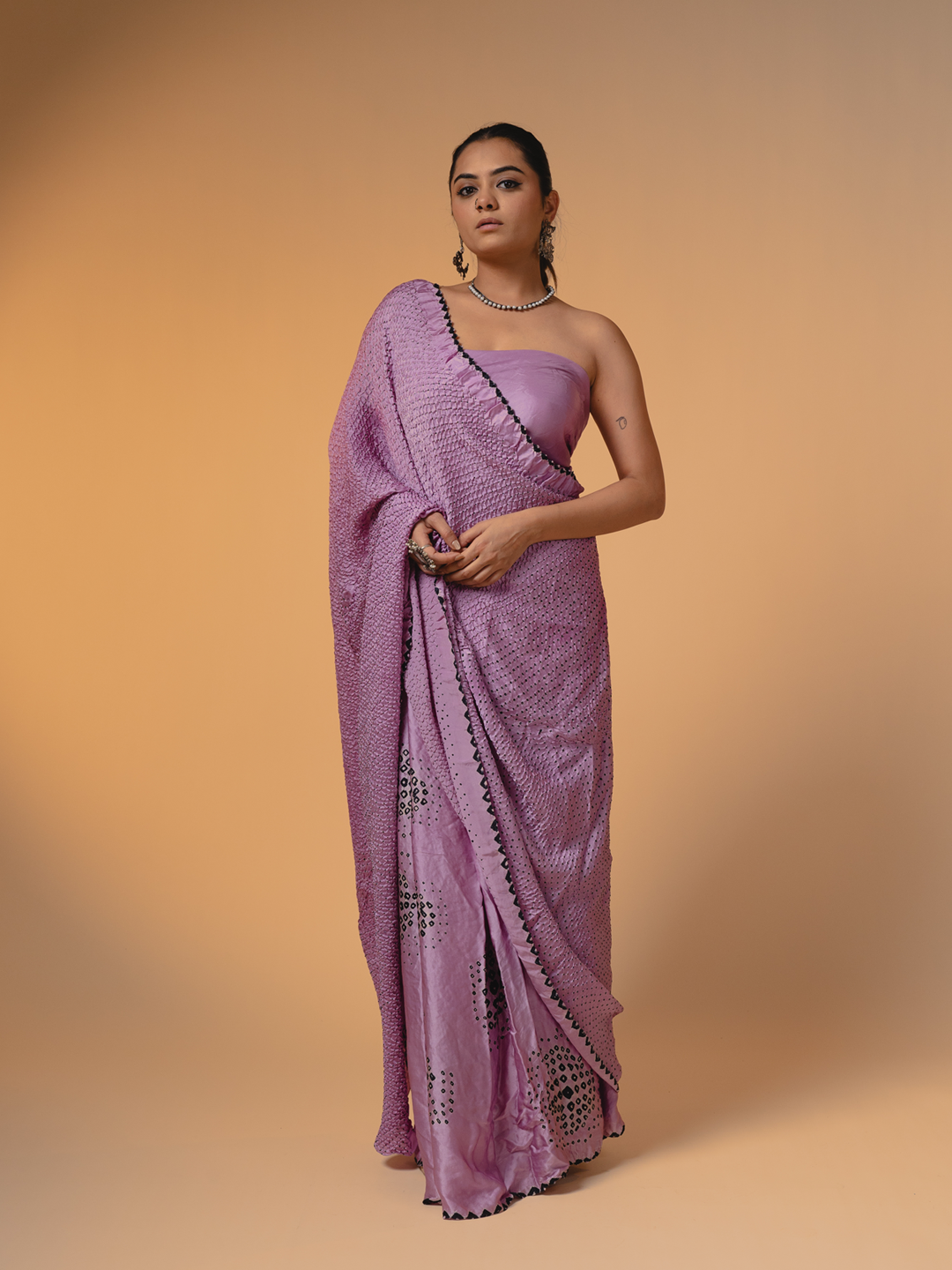 Bandhani Silk Saree Pastel Purple