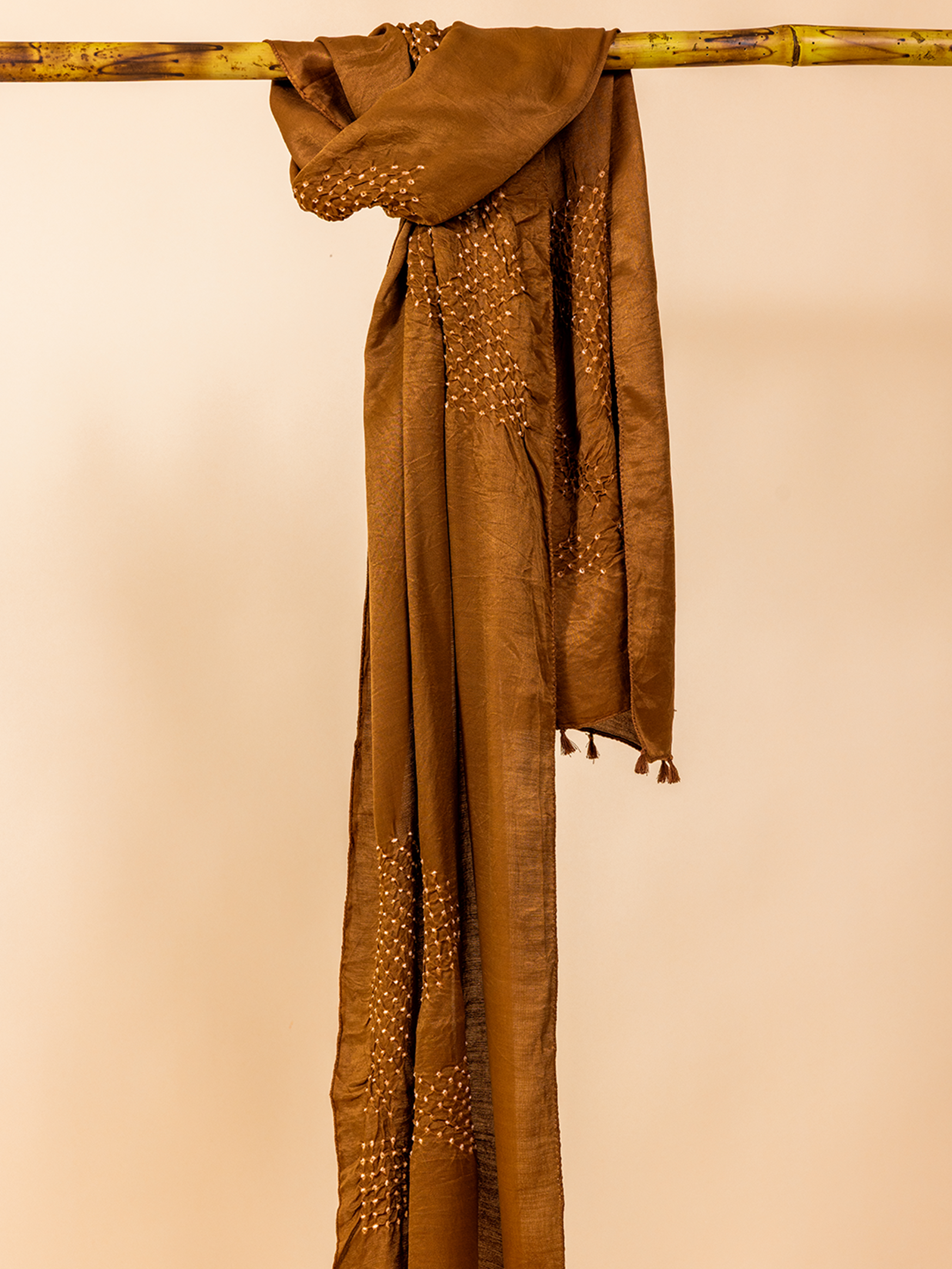 Bandhani Silk Stole Brown