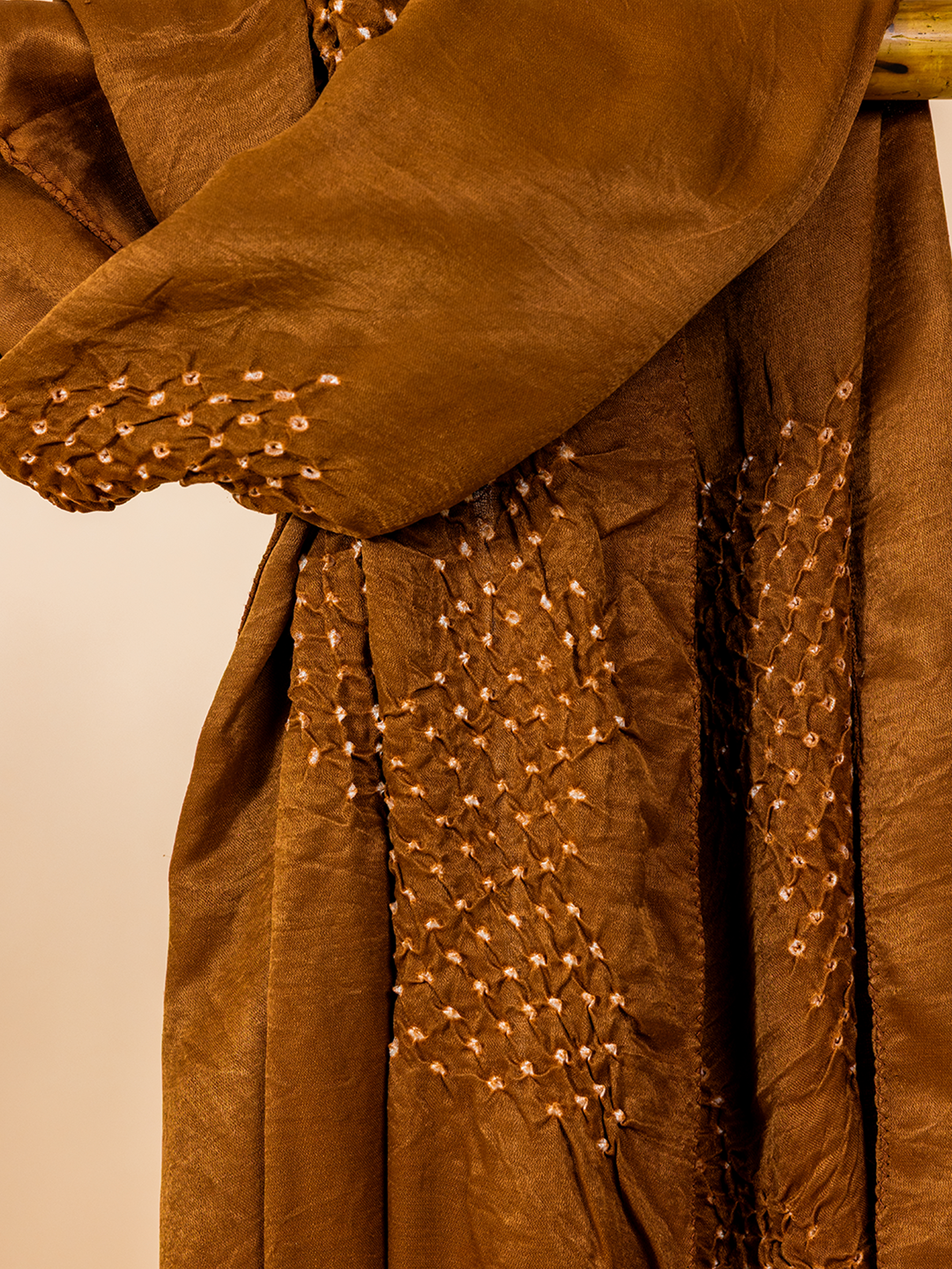 Bandhani Silk Stole Brown