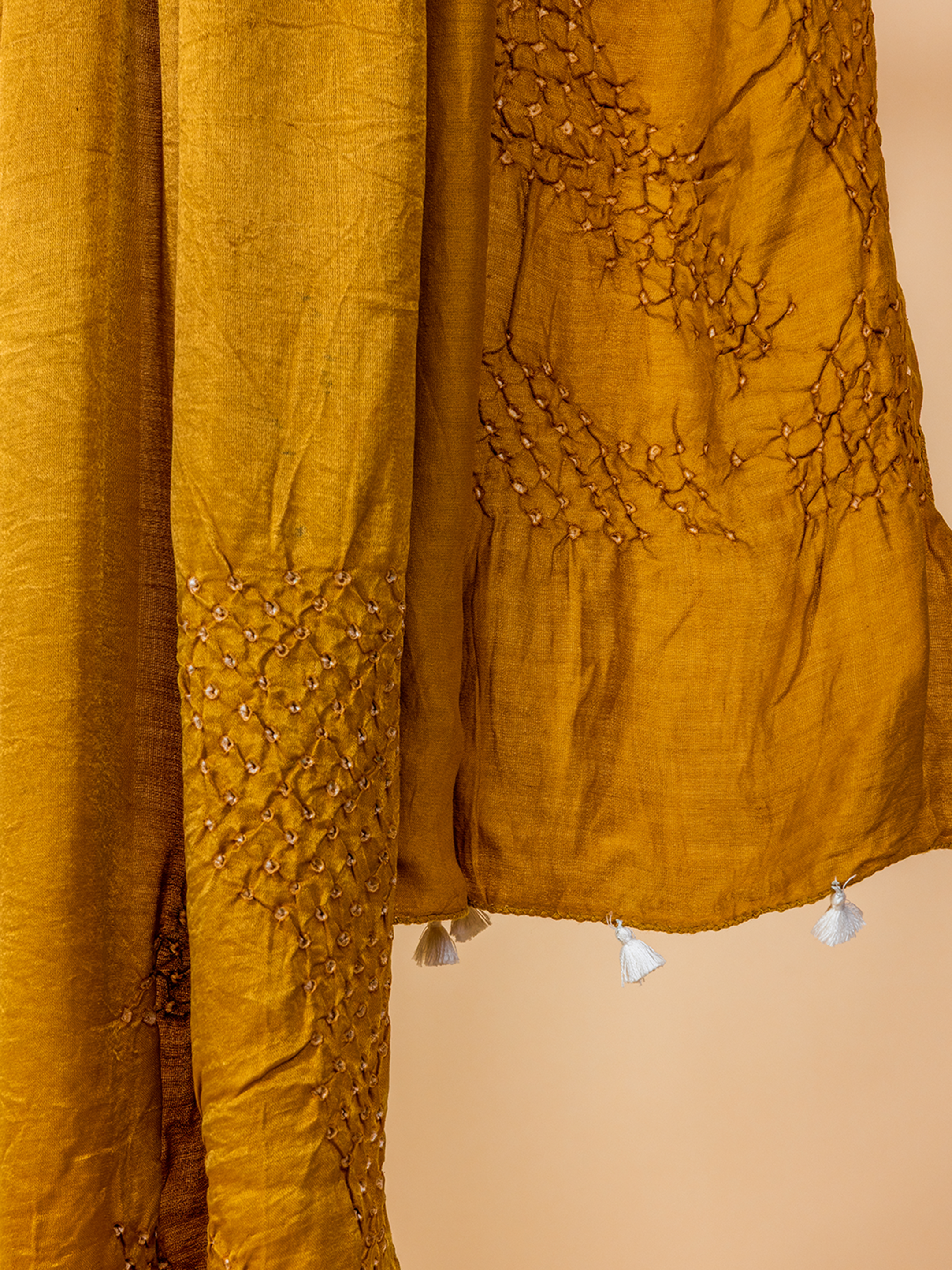 Bandhani Silk Stole Yellow