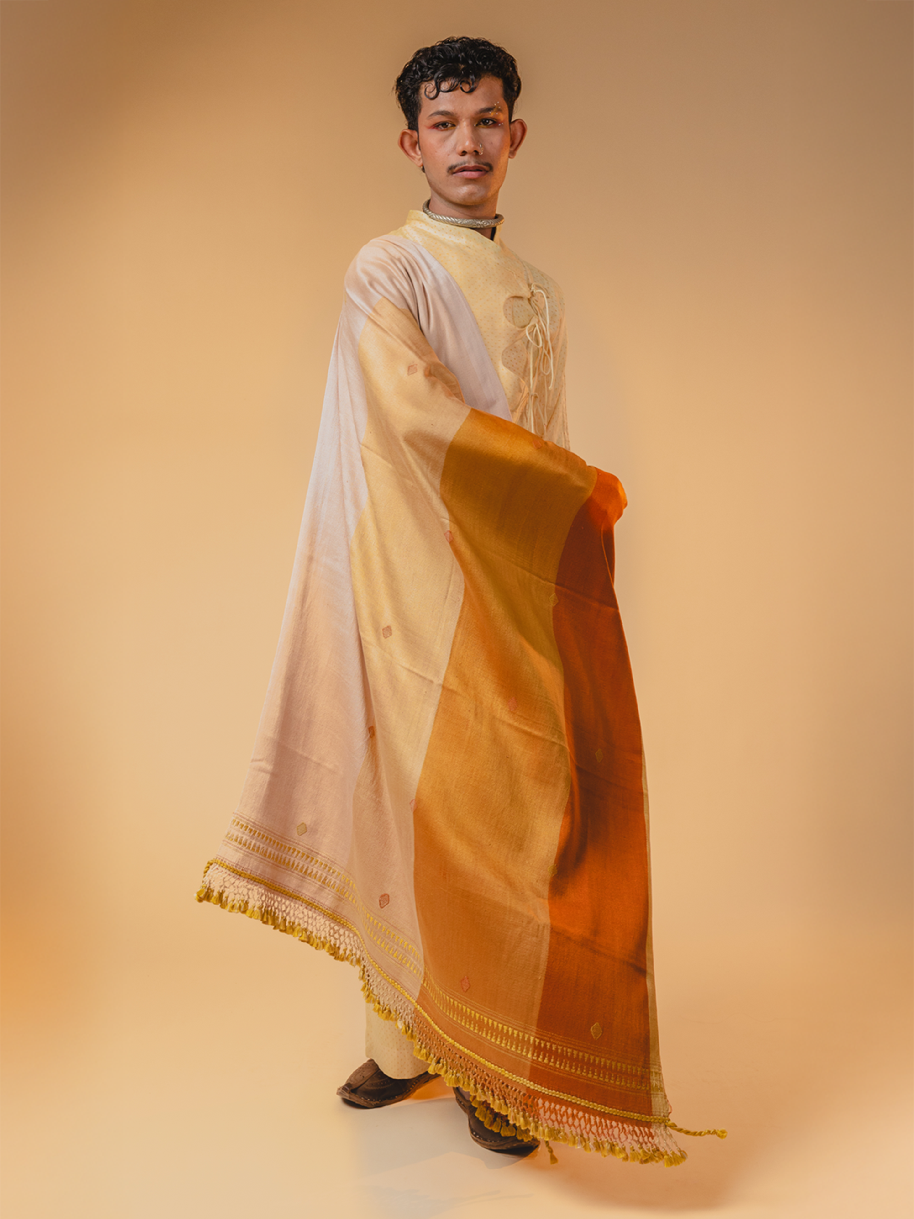Eri Silk Mashru Shawl Yellow