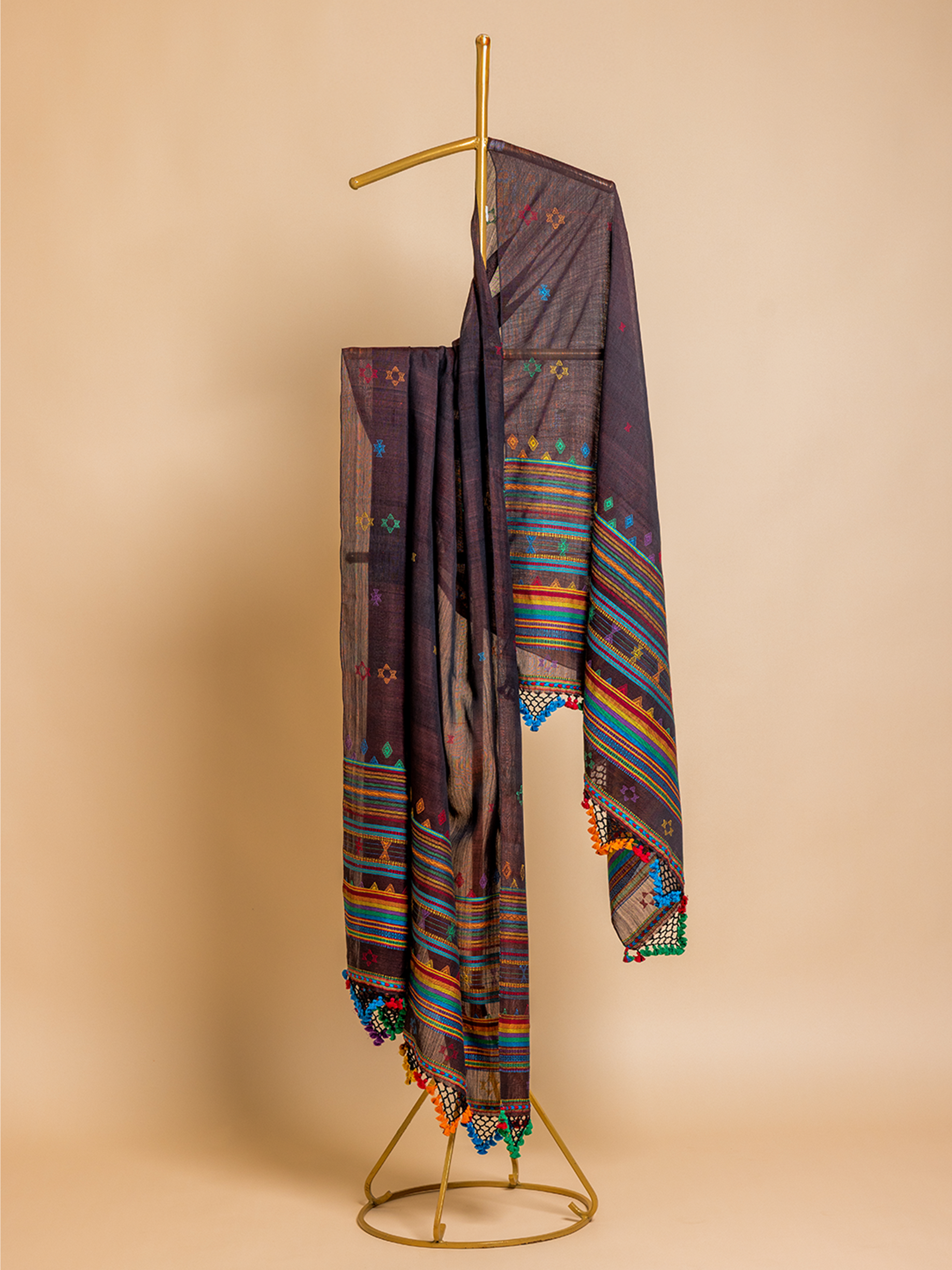 Extra- Weft Eri Silk Dupatta Brown