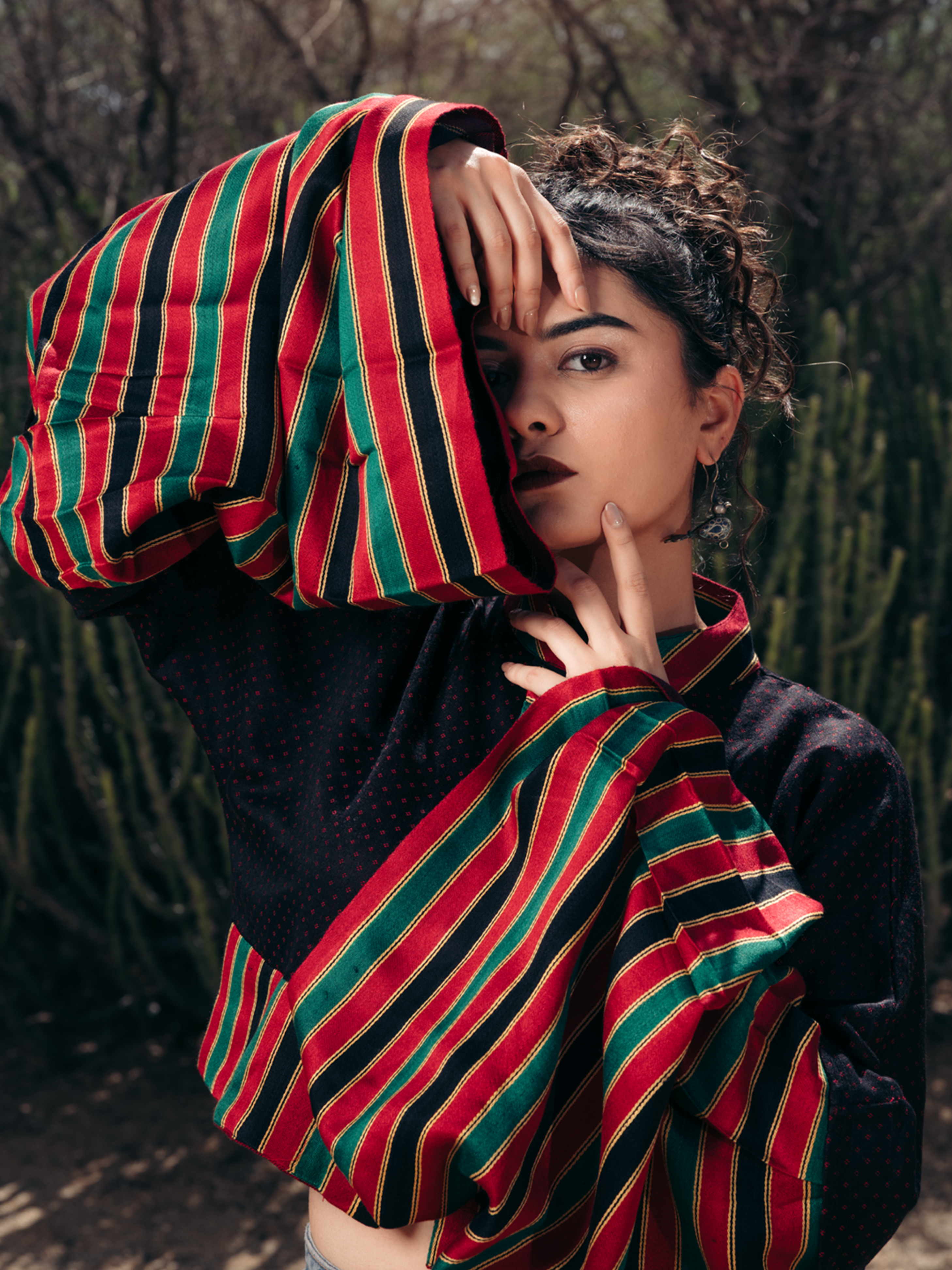 Mashru Poncho Top Black