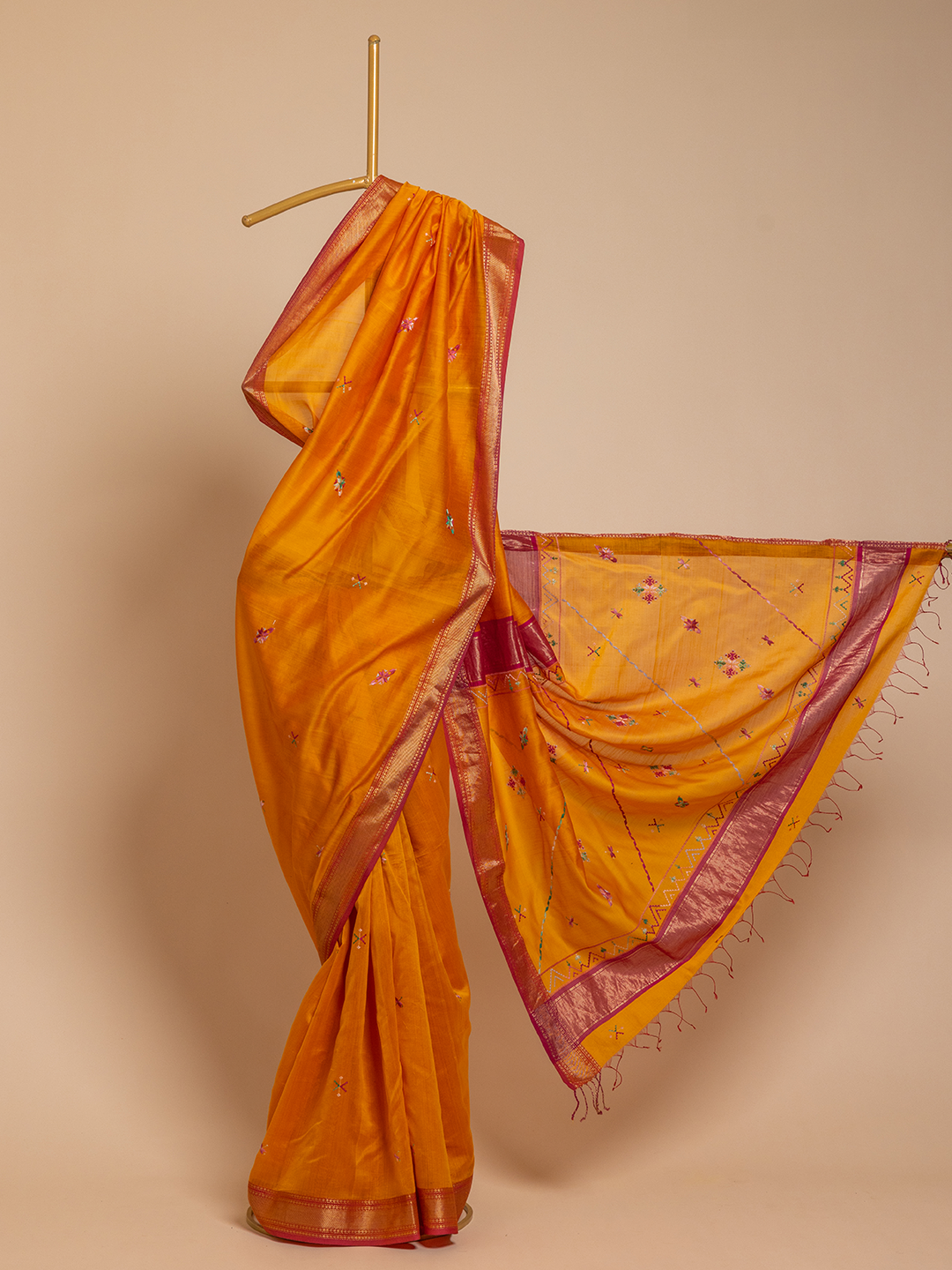 Soof Maheshwari Saree Yellow