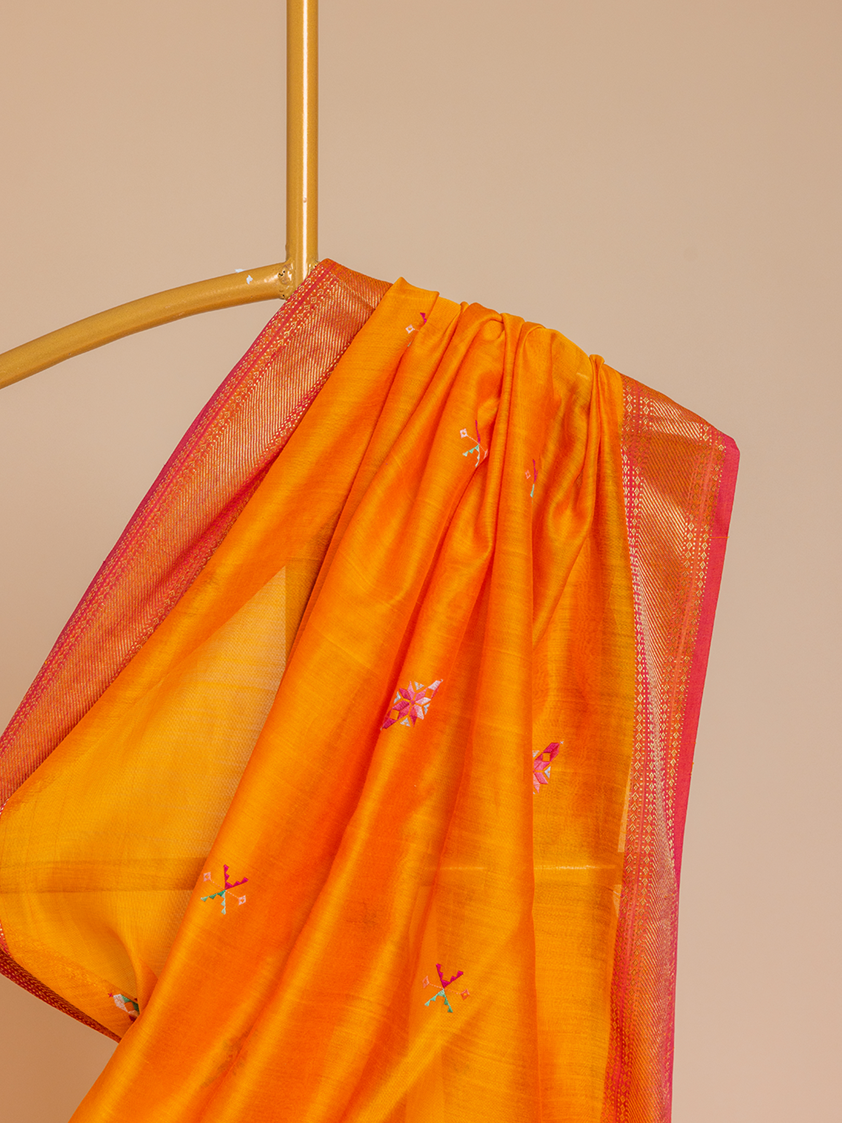 Soof Maheshwari Saree Yellow