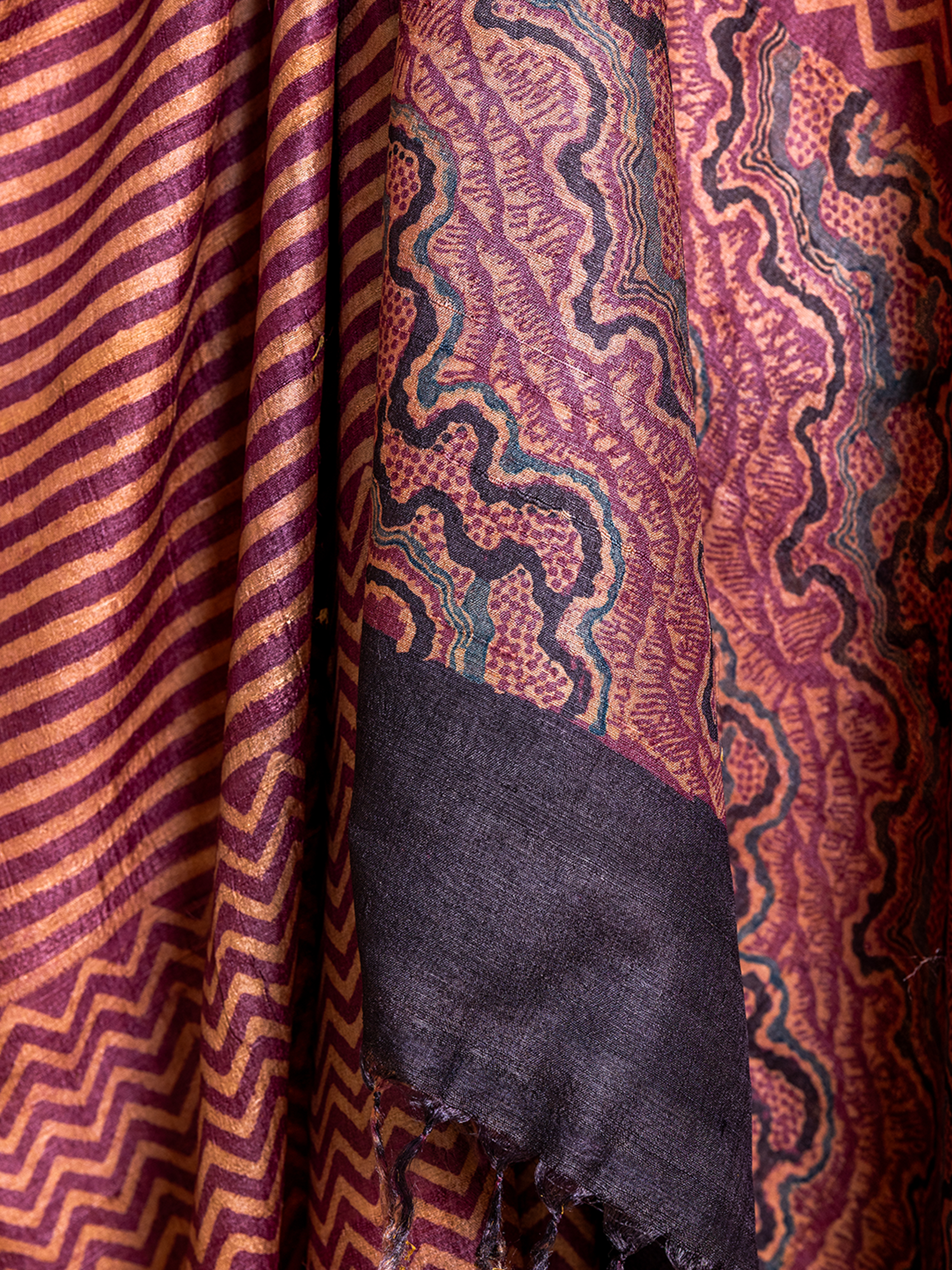 Ajrakh Silk Dupatta Maroon