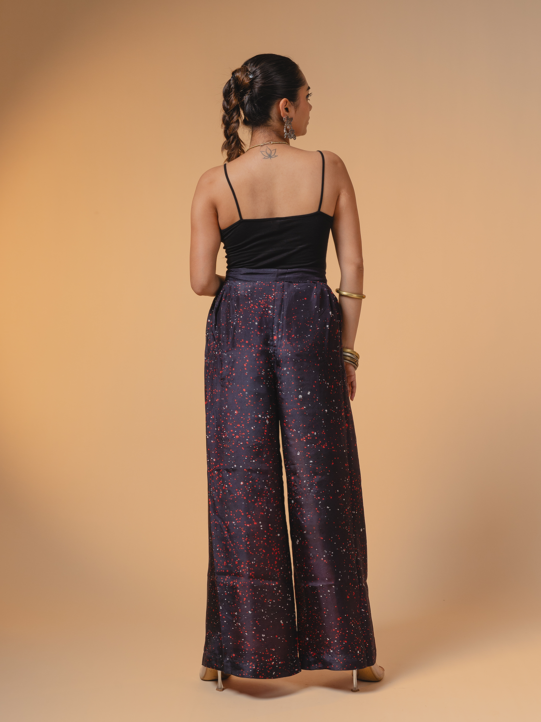 Batik Silk Wrap Trouser Black & Red