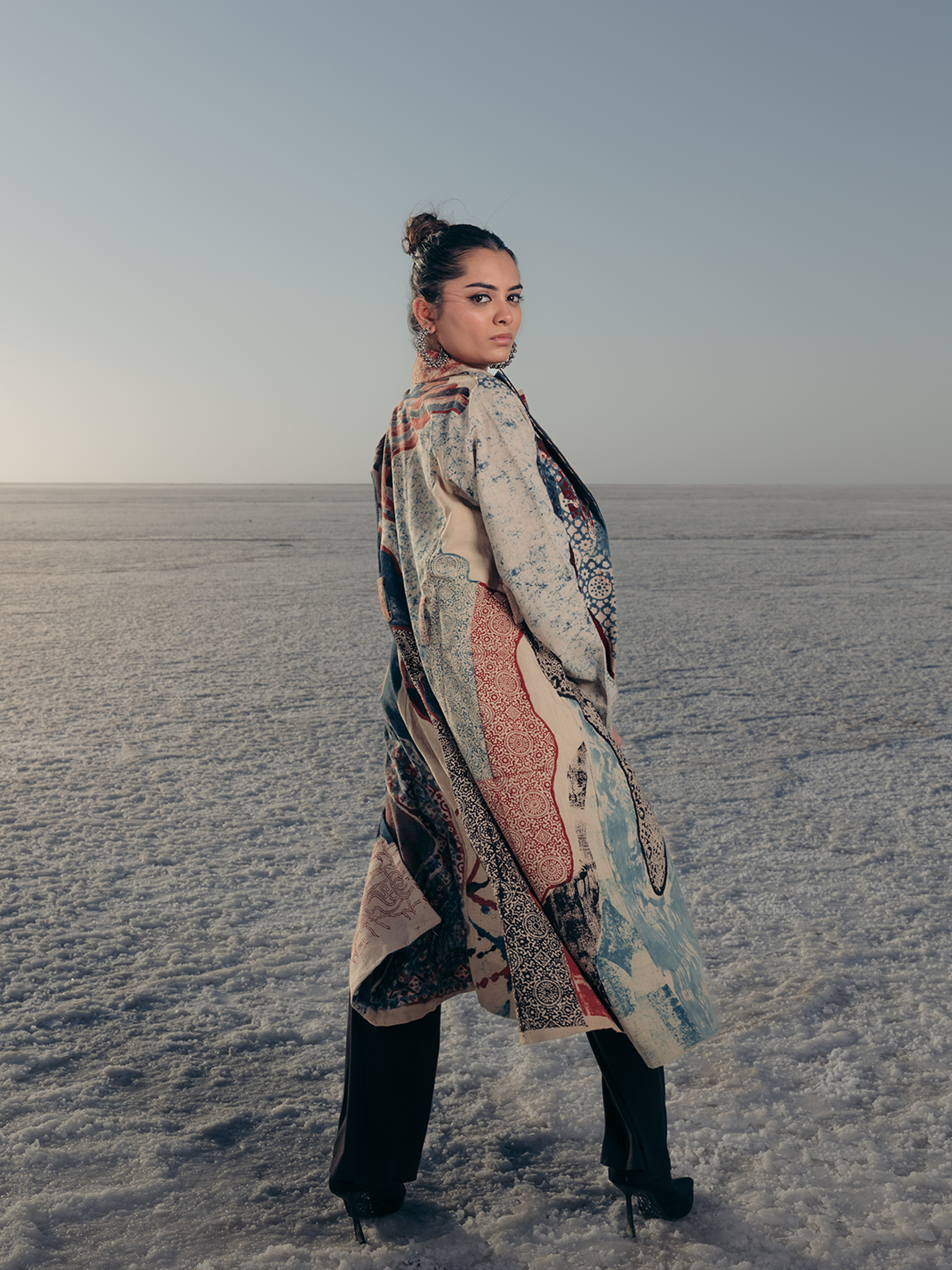 Ajrakh Kala Cotton Trench Coat Multicolour