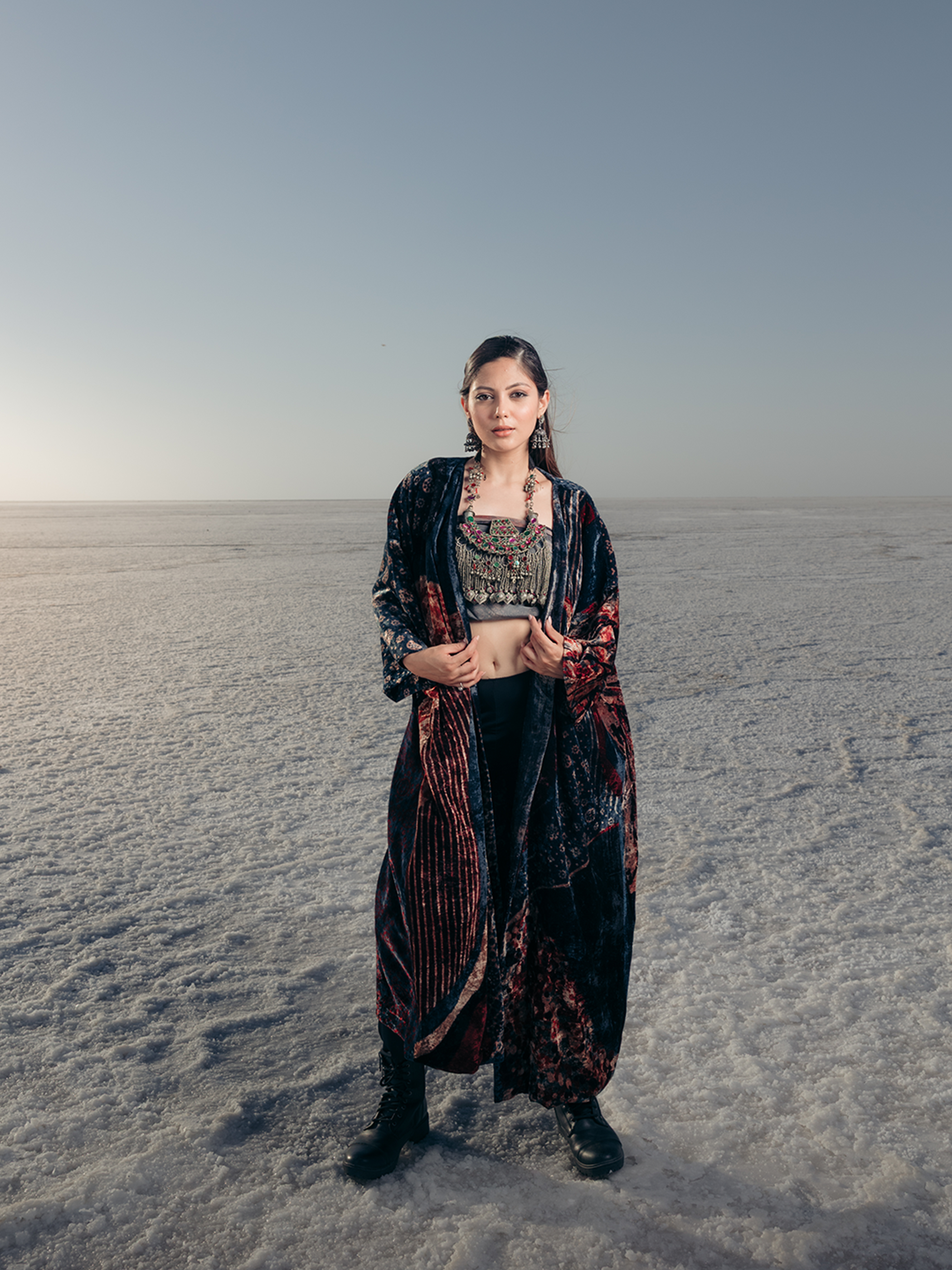 Ajrakh Velvet Silk Overlay Black