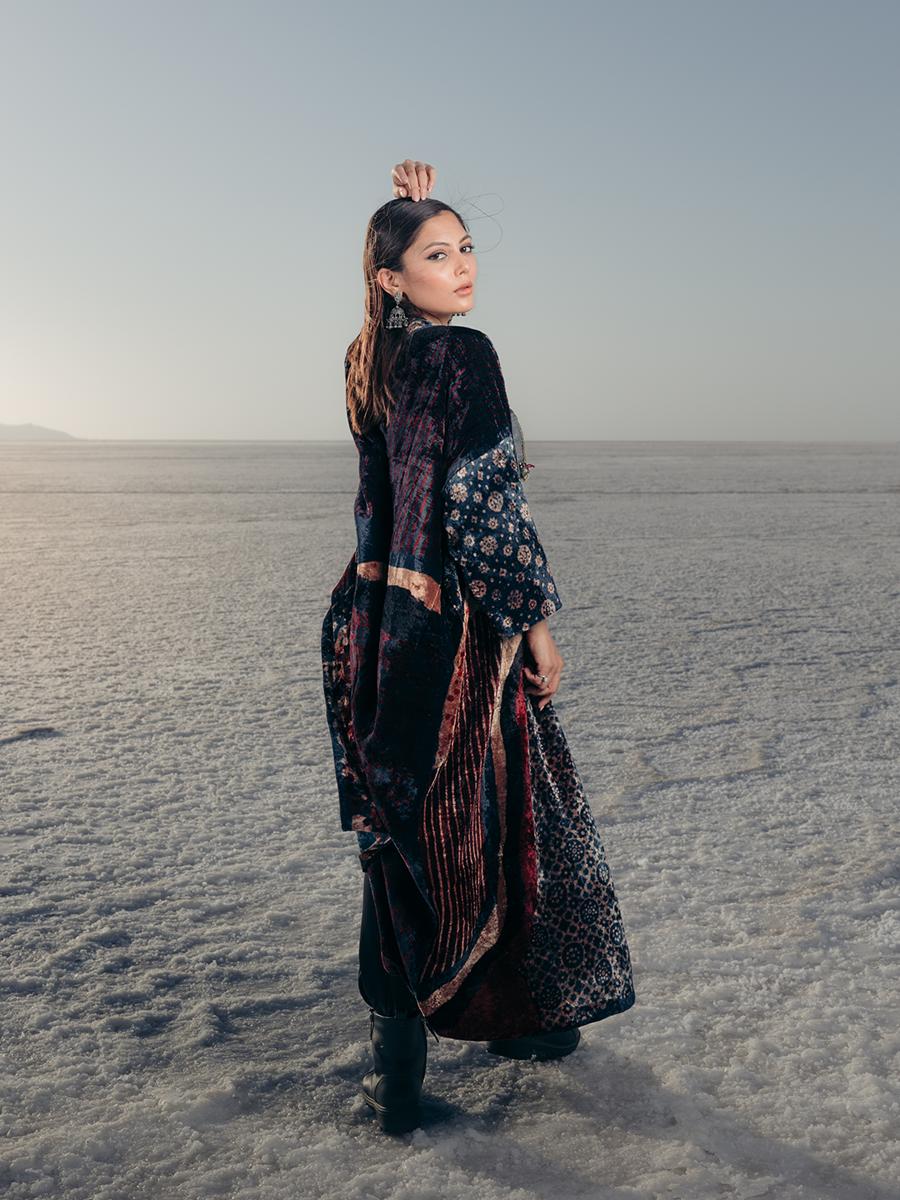 Ajrakh Velvet Silk Overlay Black