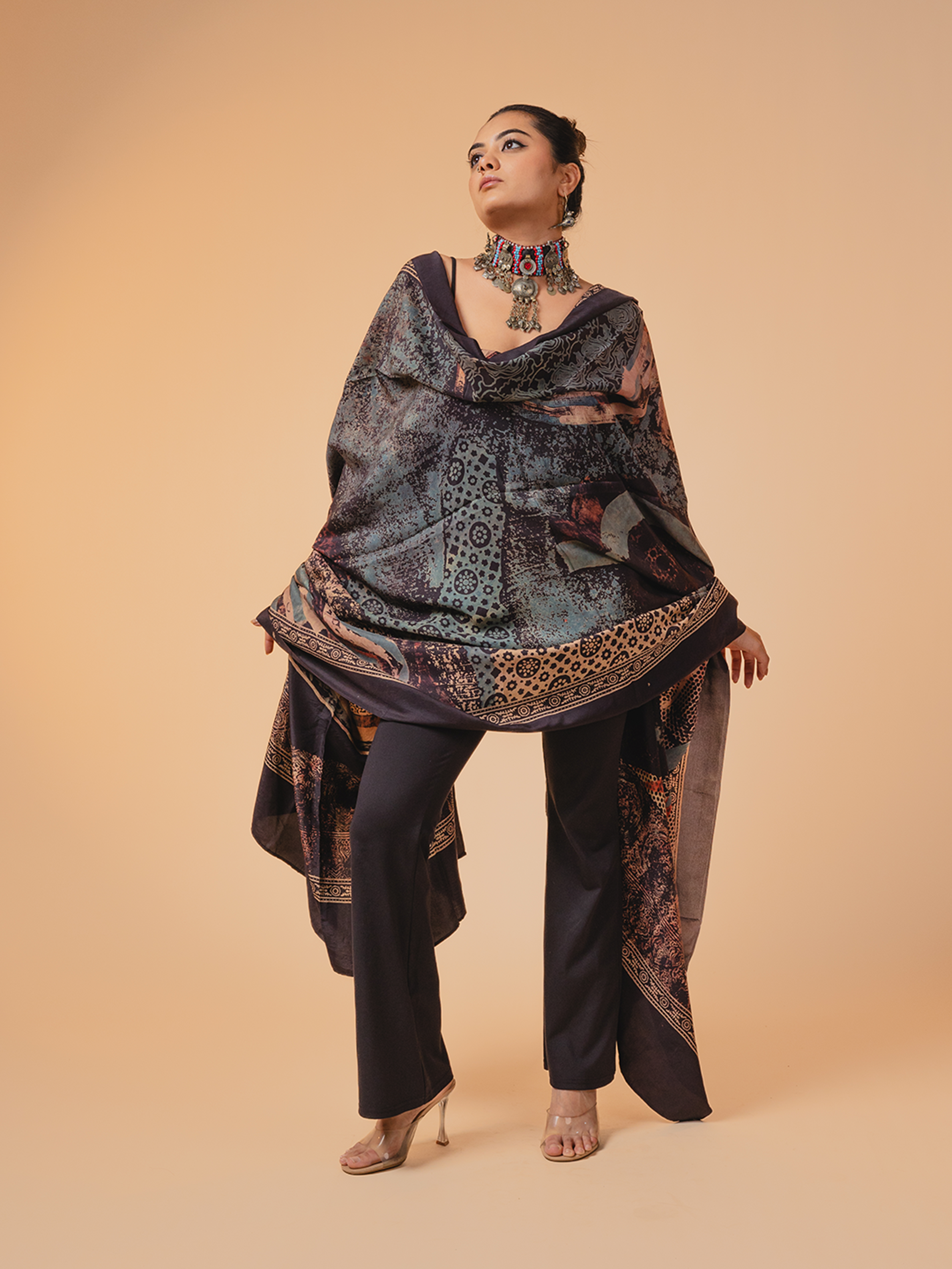 Ajrakh Silk Dupatta Black