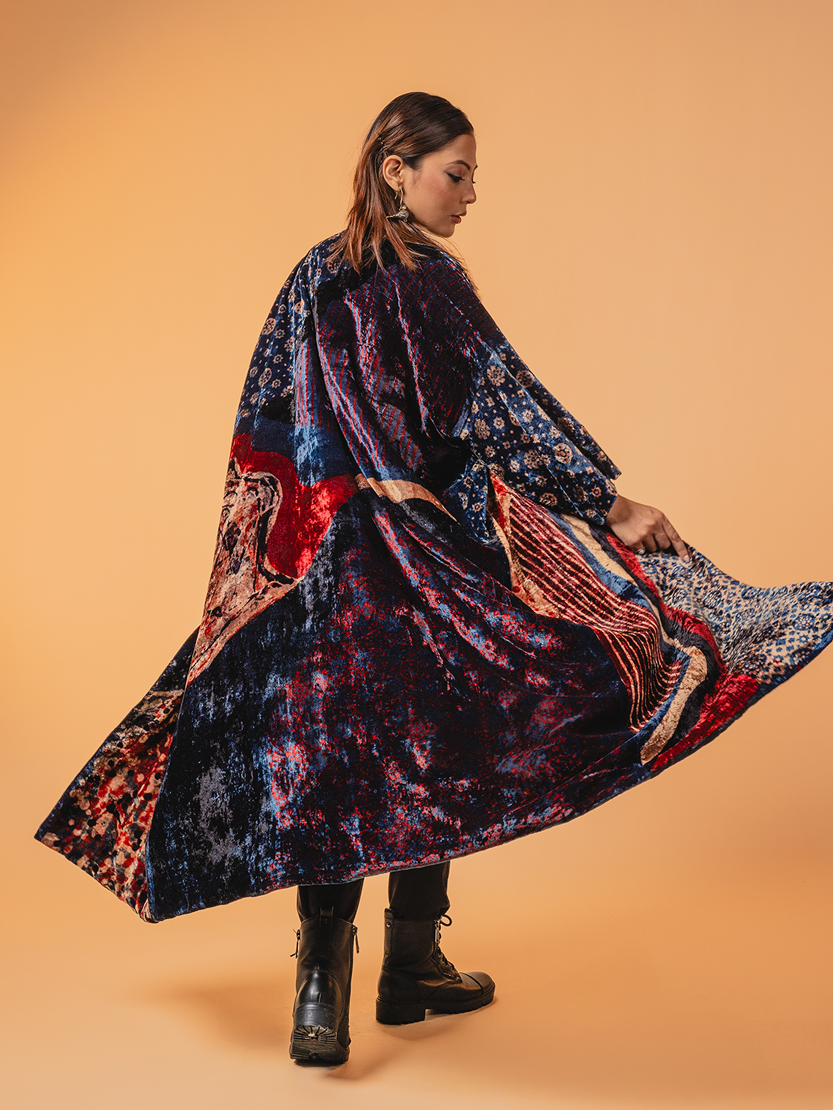 Ajrakh Velvet Silk Overlay Black