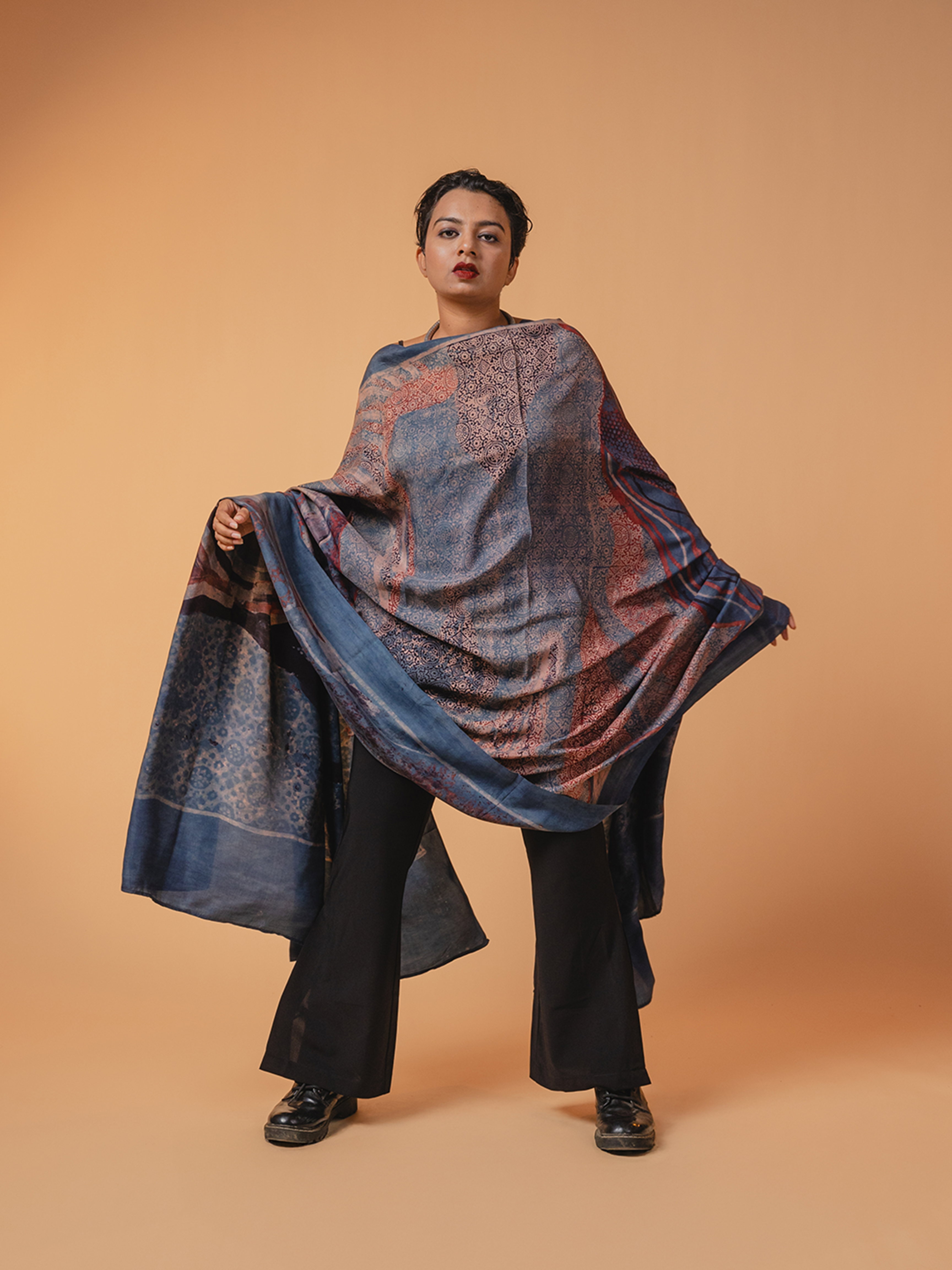 Ajrakh Silk Dupatta Blue