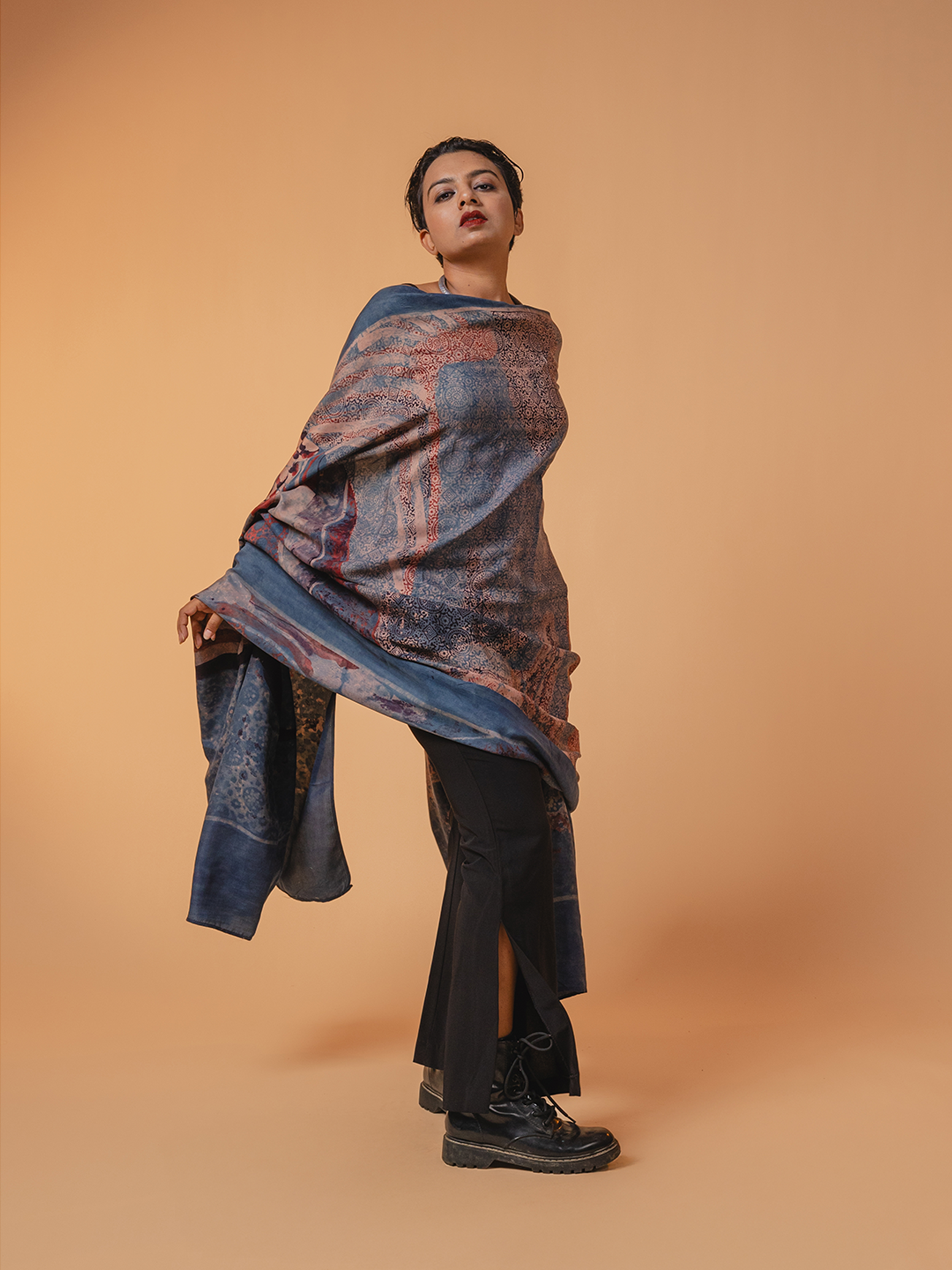 Ajrakh Silk Dupatta Blue