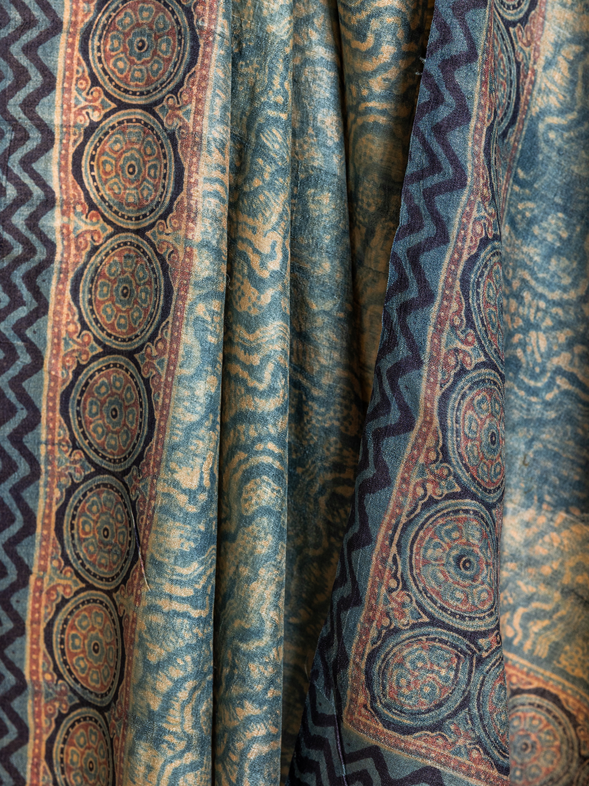 Ajrakh Silk Dupatta Light Blue
