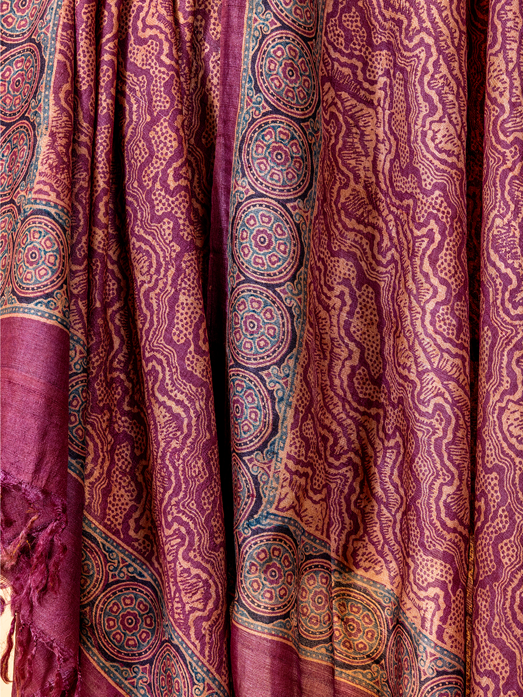 Ajrakh Silk Dupatta Purple