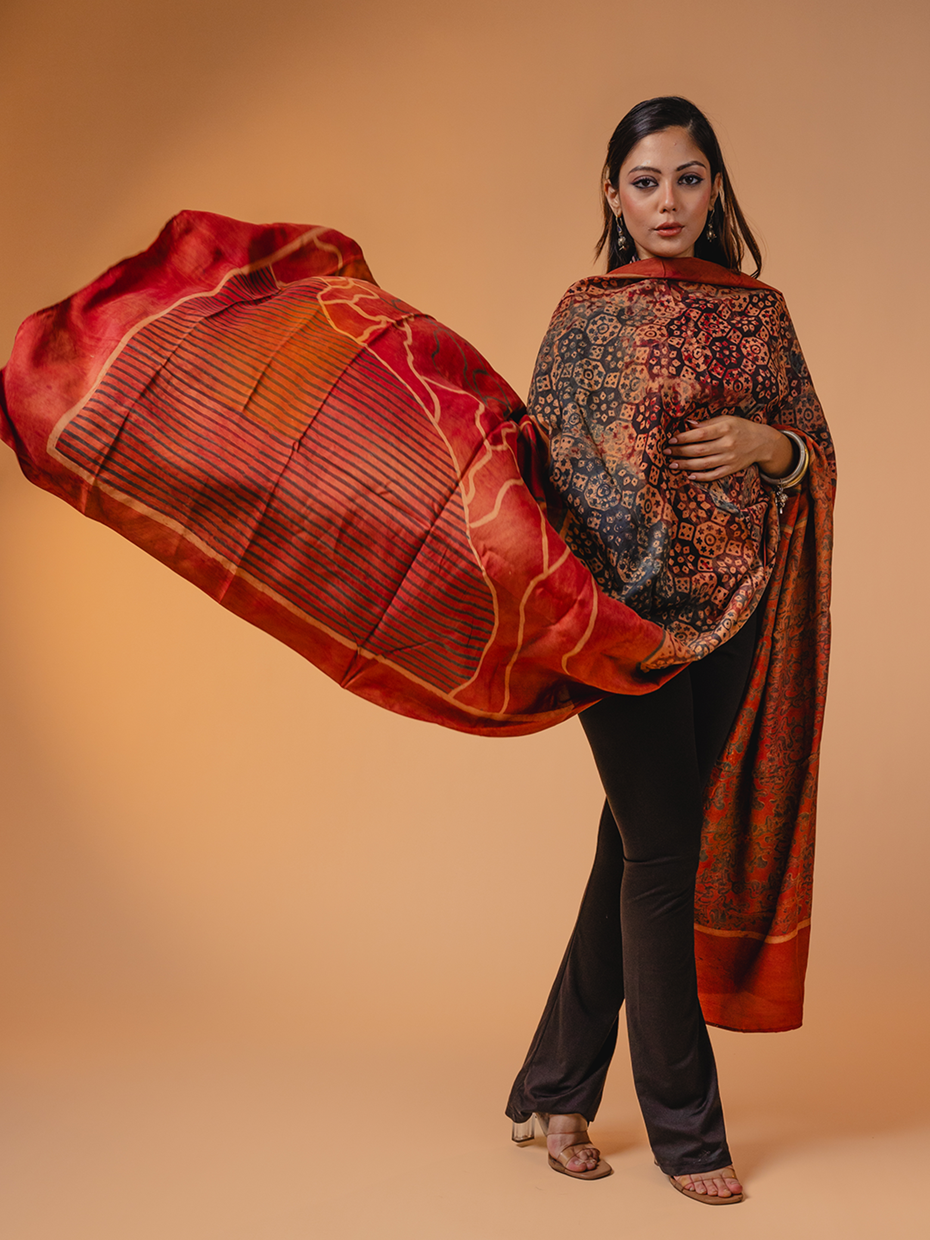 Ajrakh Silk Dupatta Red