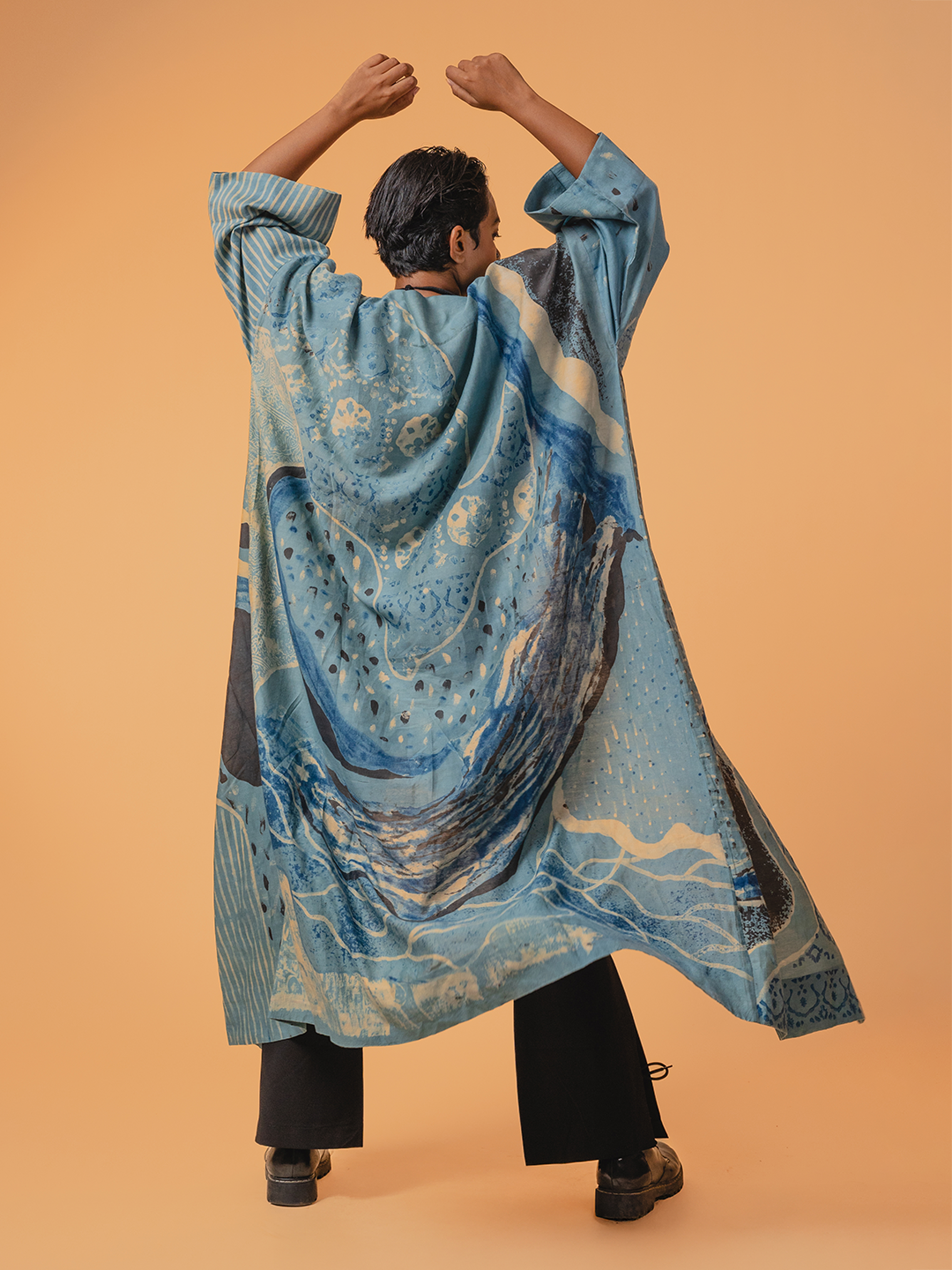 Ajrakh Silk Overlay Light Blue