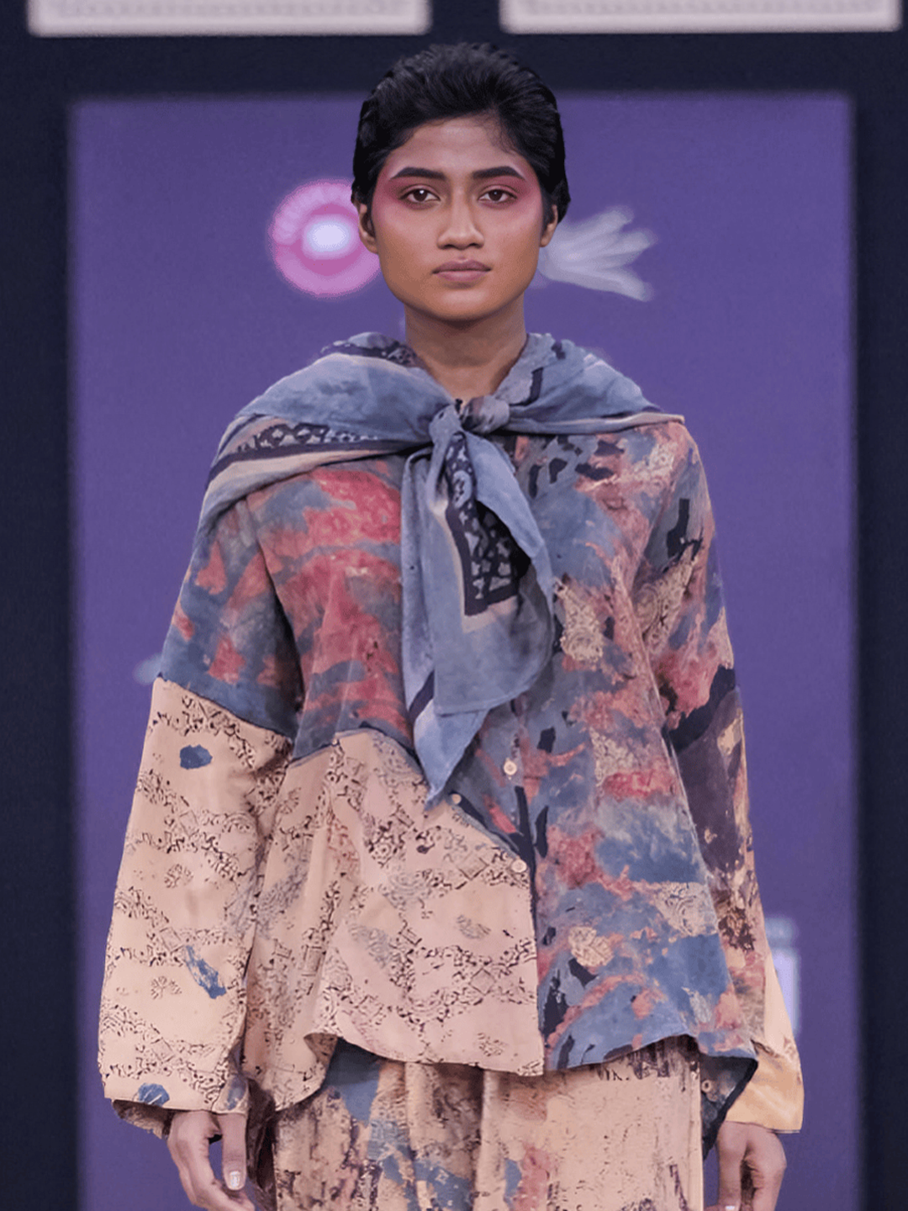 Ajrakh Silk Scarf Dark Blue