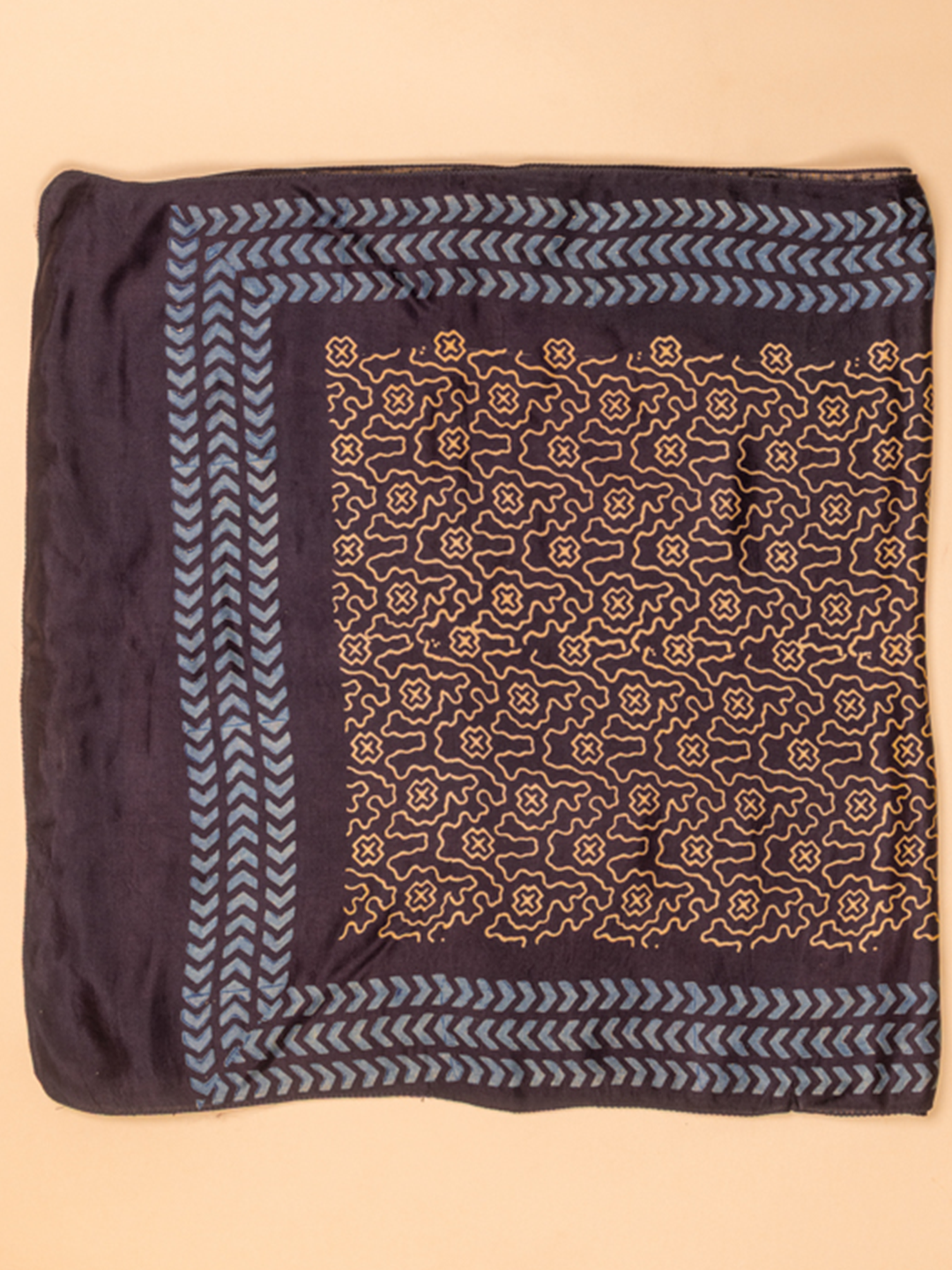 Ajrakh Silk Stole Black