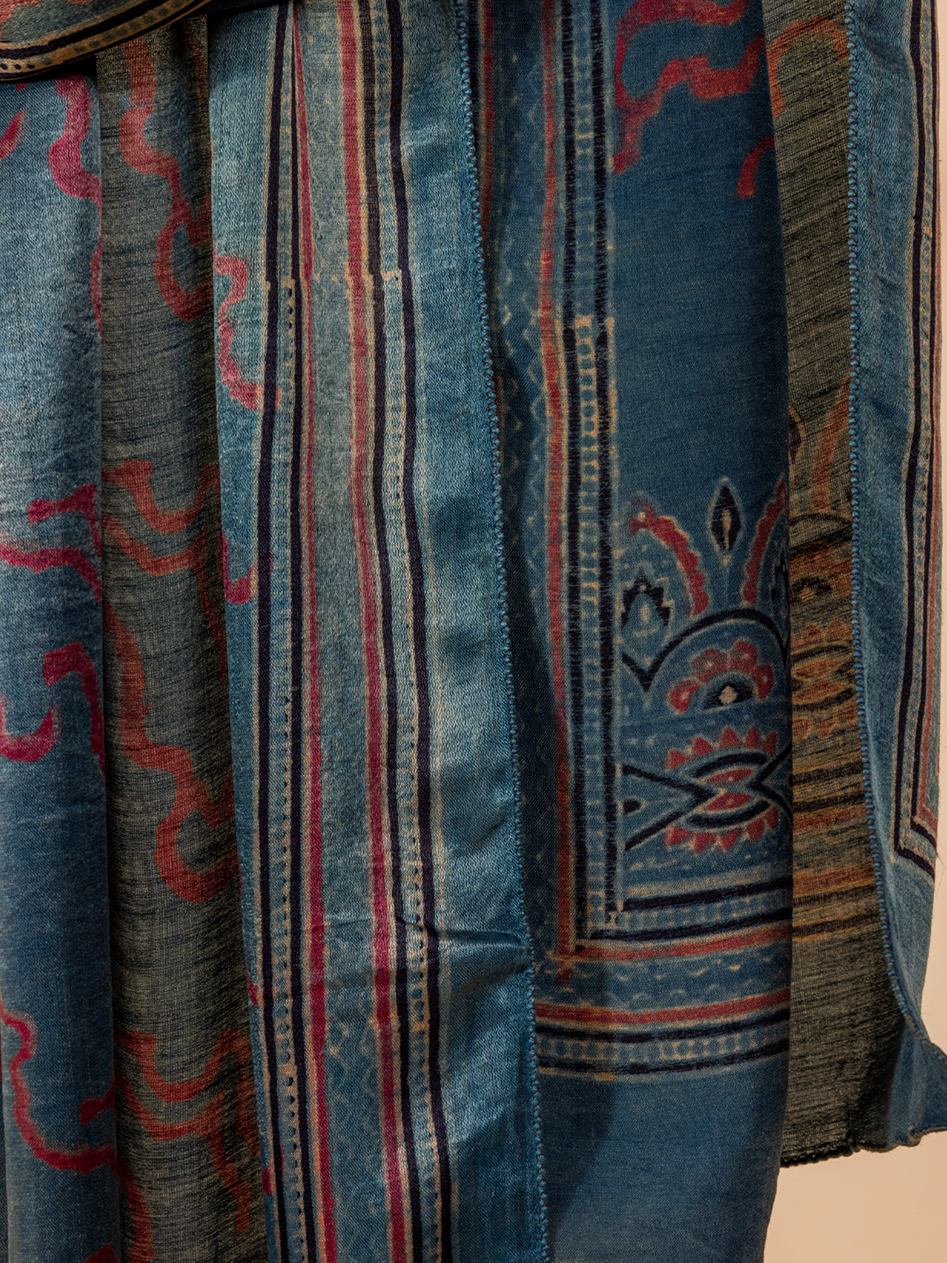 Ajrakh Silk Stole Blue