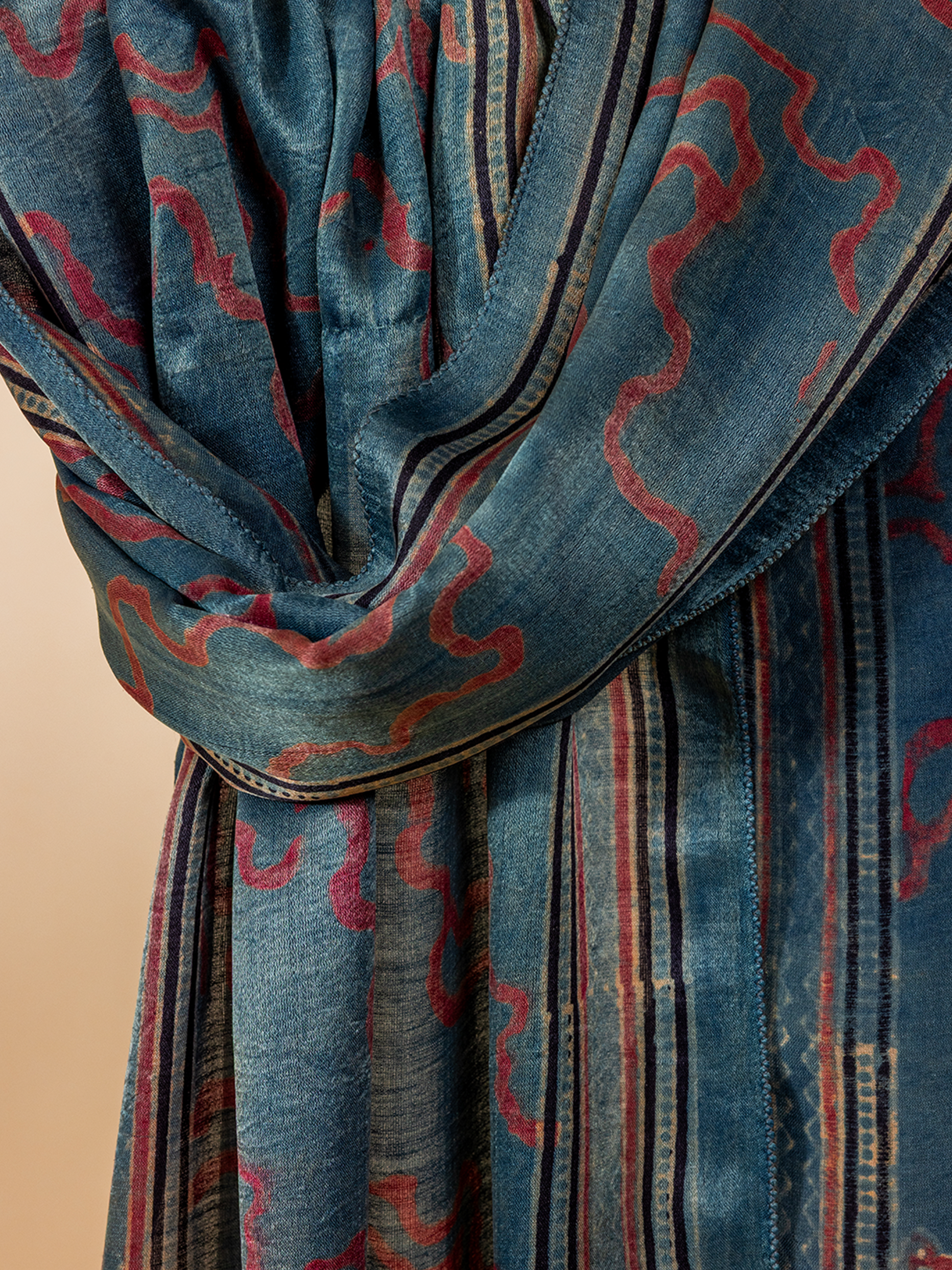 Ajrakh Silk Stole Blue