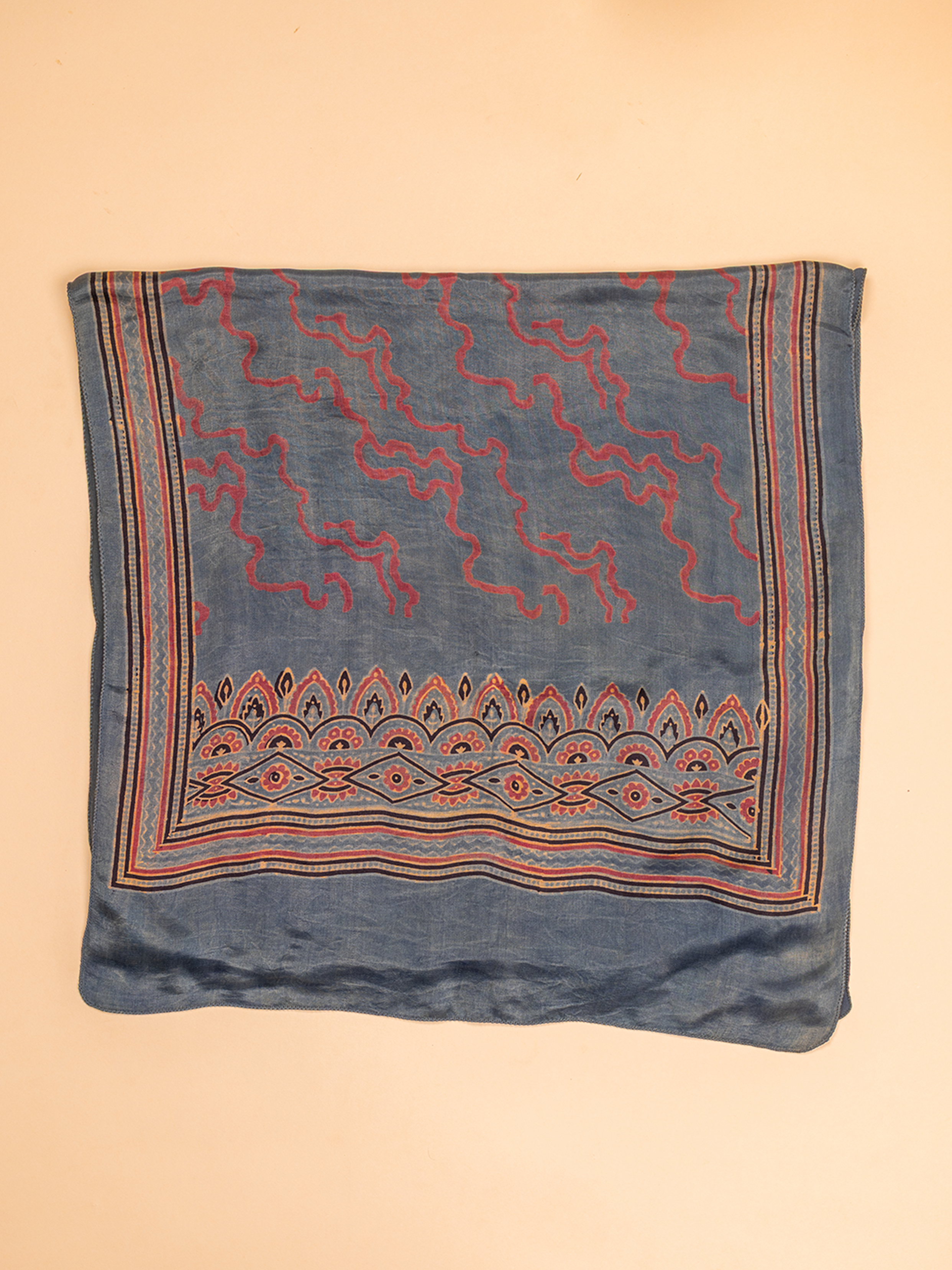 Ajrakh Silk Stole Blue
