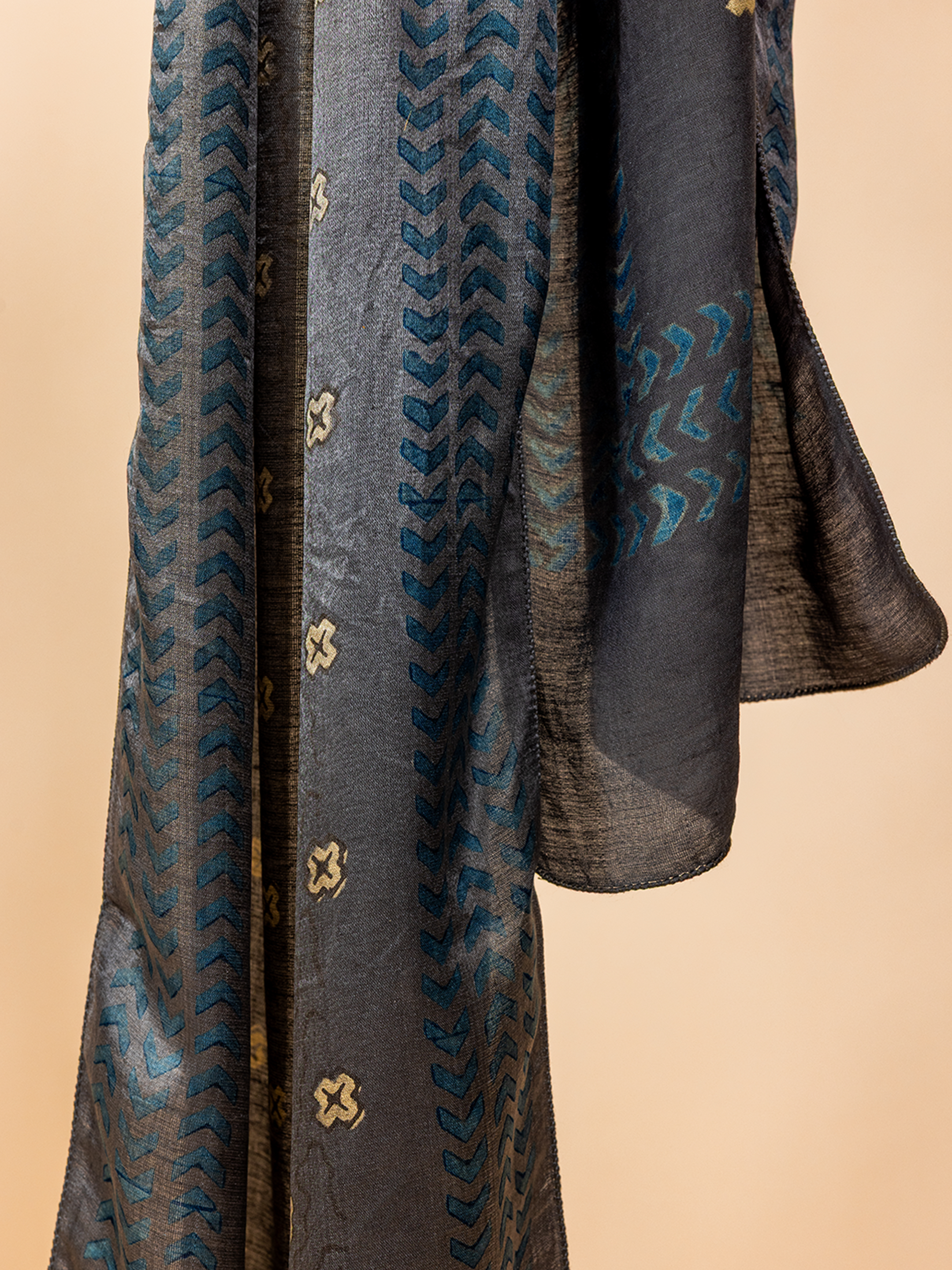 Ajrakh Silk Stole Grey