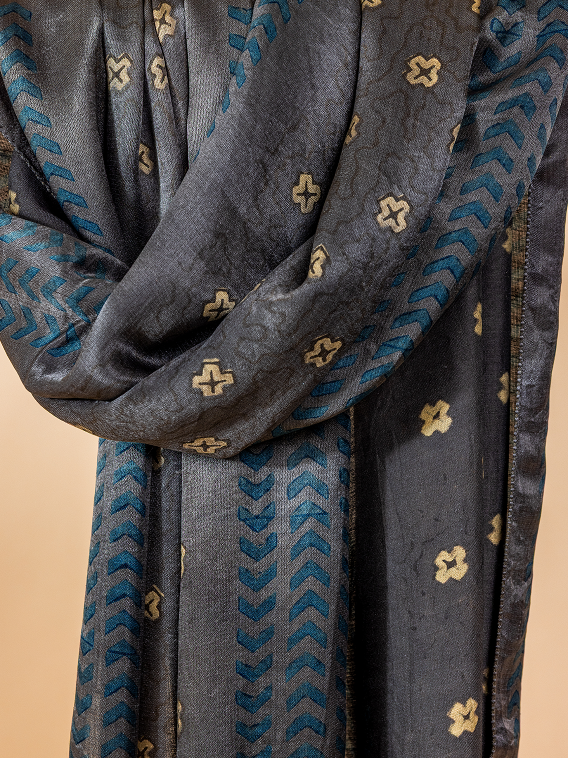 Ajrakh Silk Stole Grey