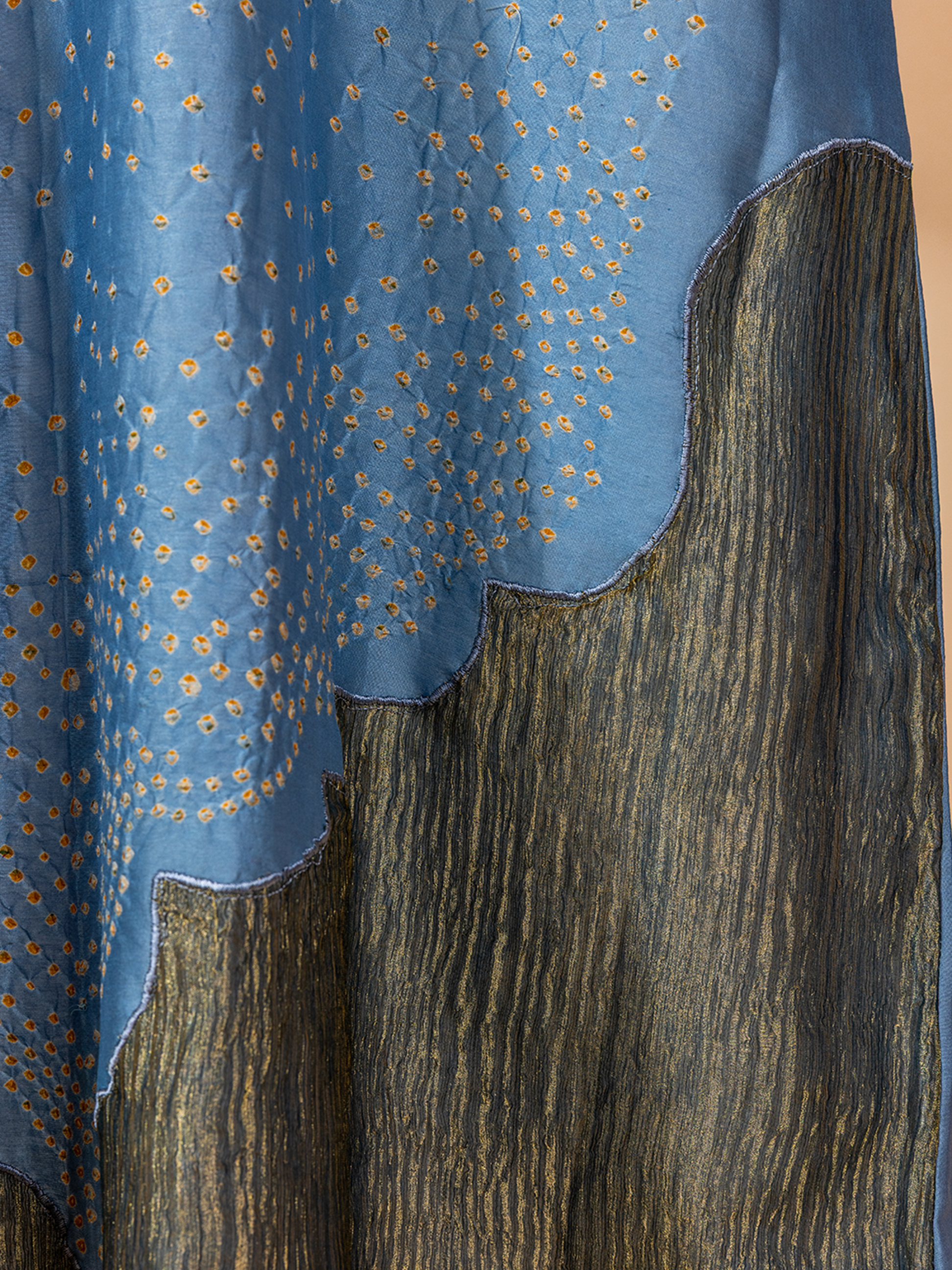 Bandhani Chanderi Kurti  Blue & Green
