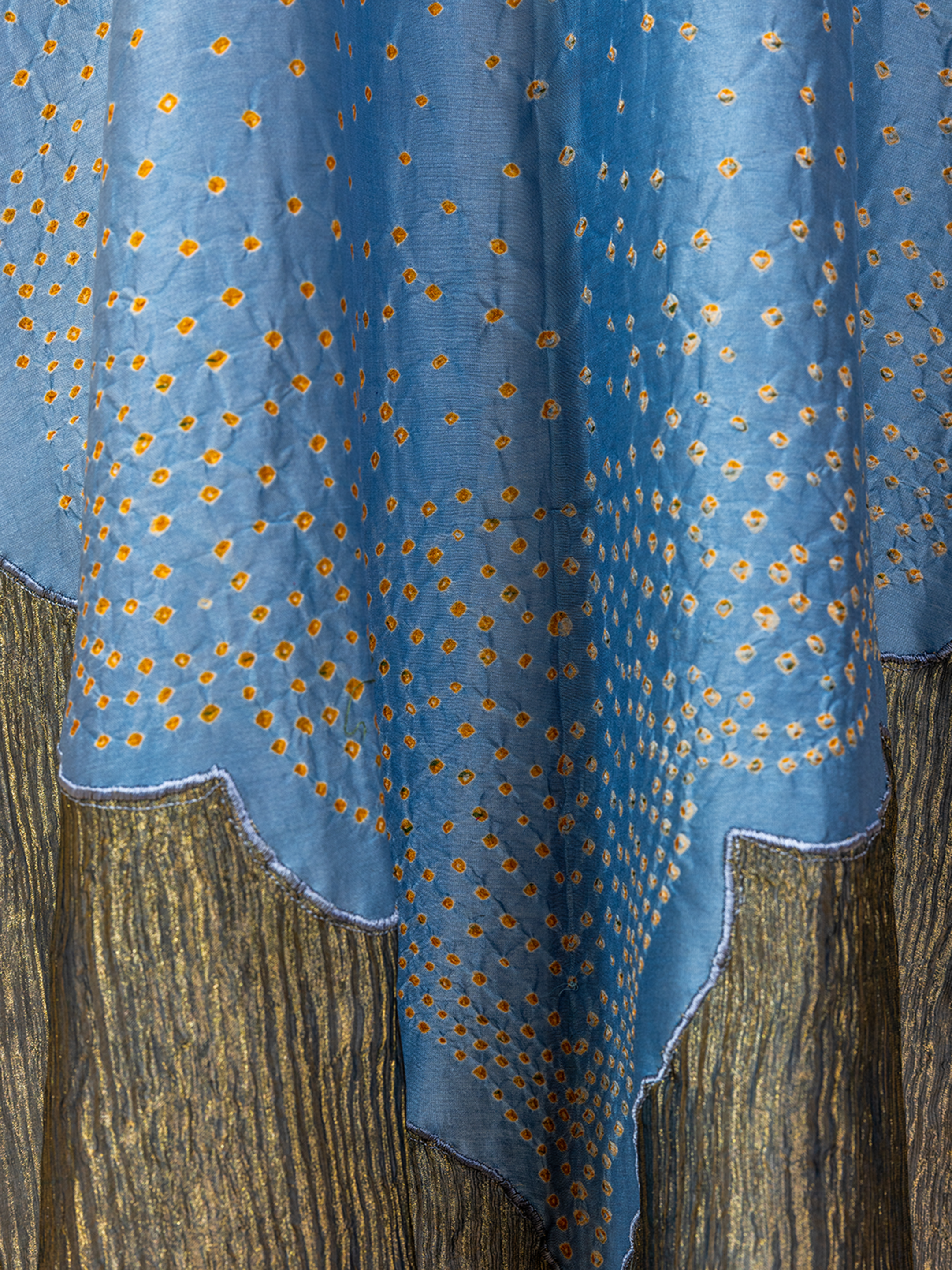 Bandhani Chanderi Kurti  Blue & Green