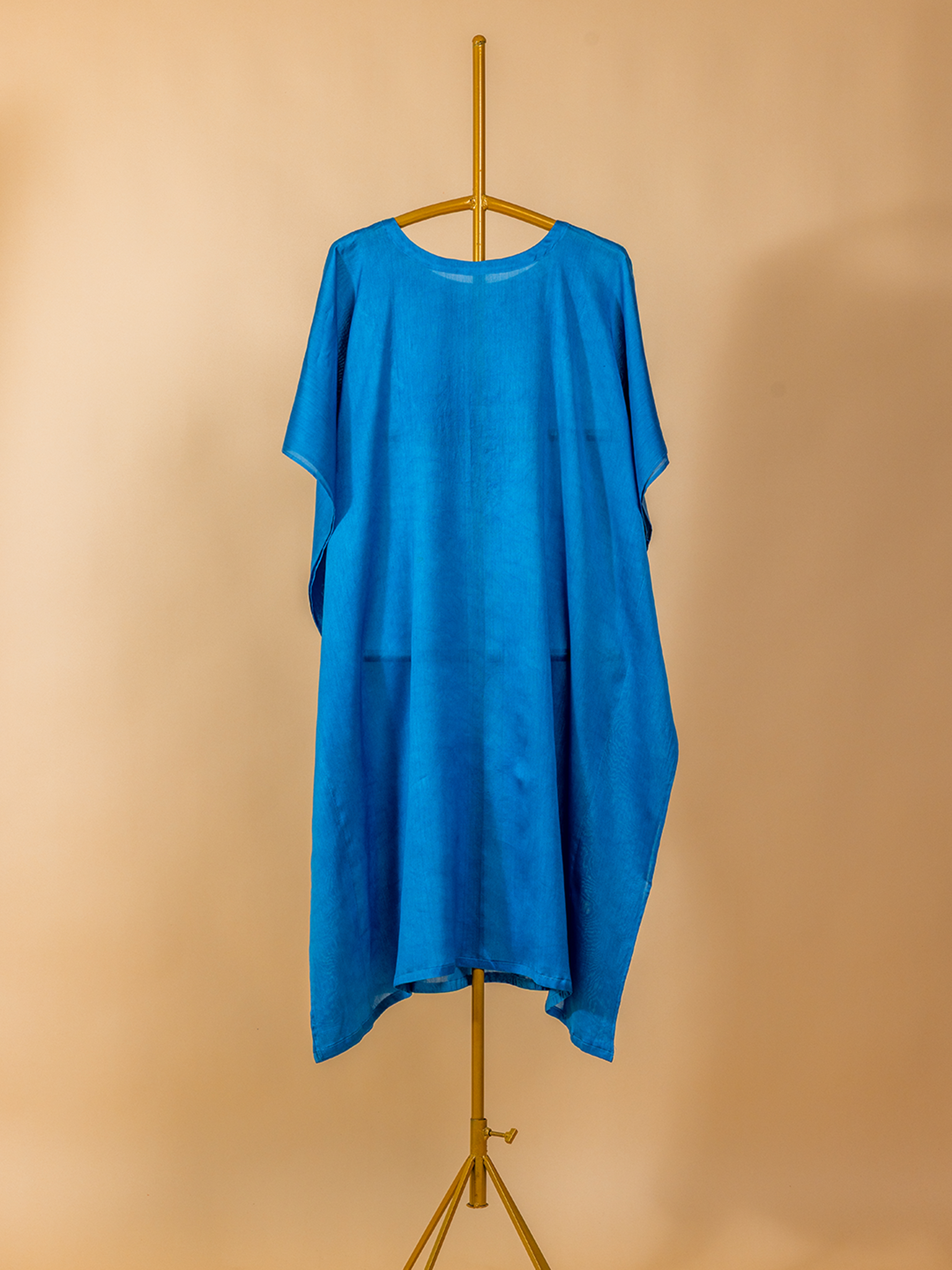 Bandhani Chanderi Silk Kaftan Blue