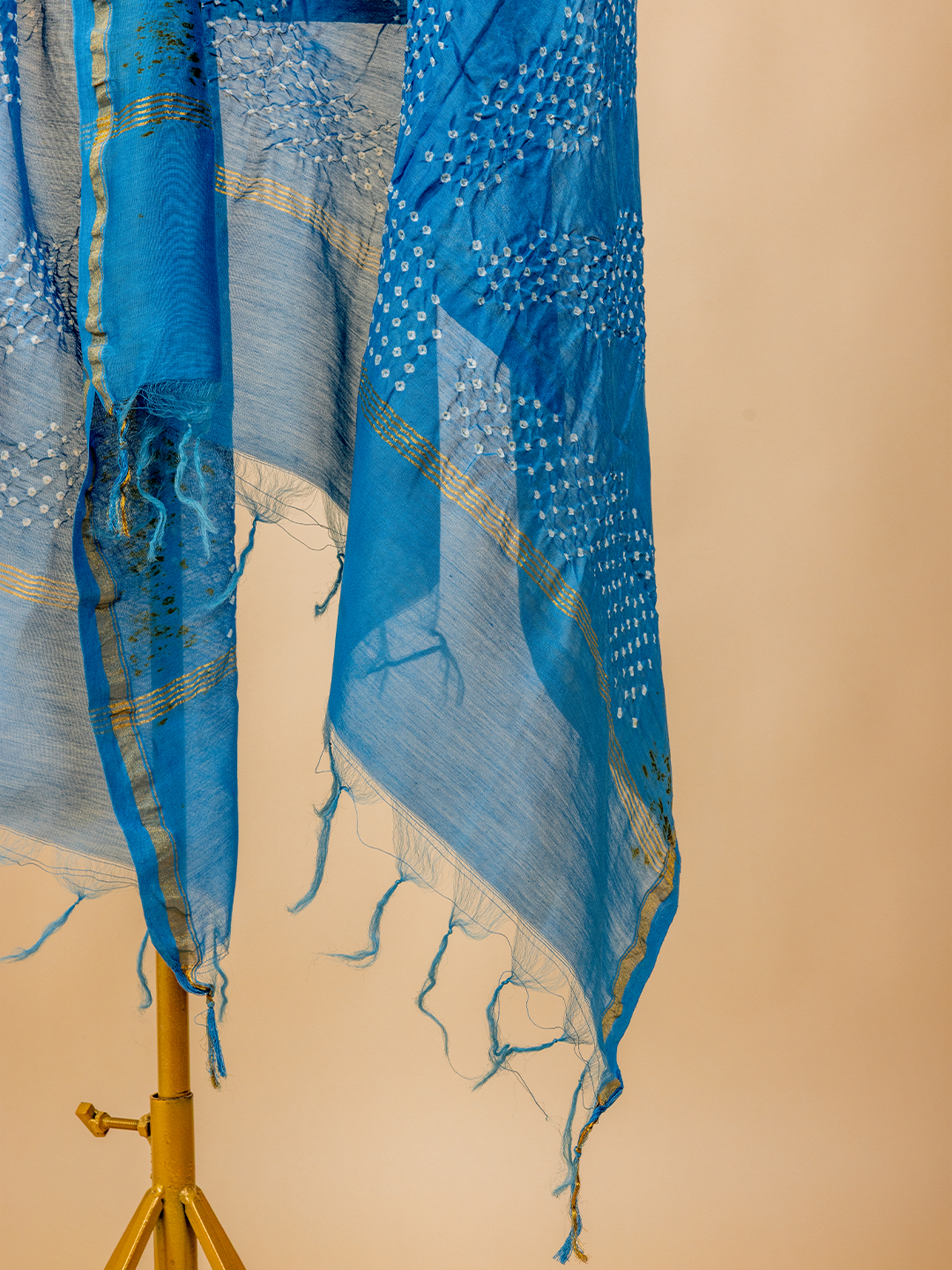 Bandhani Cotton Silk Dupatta Blue