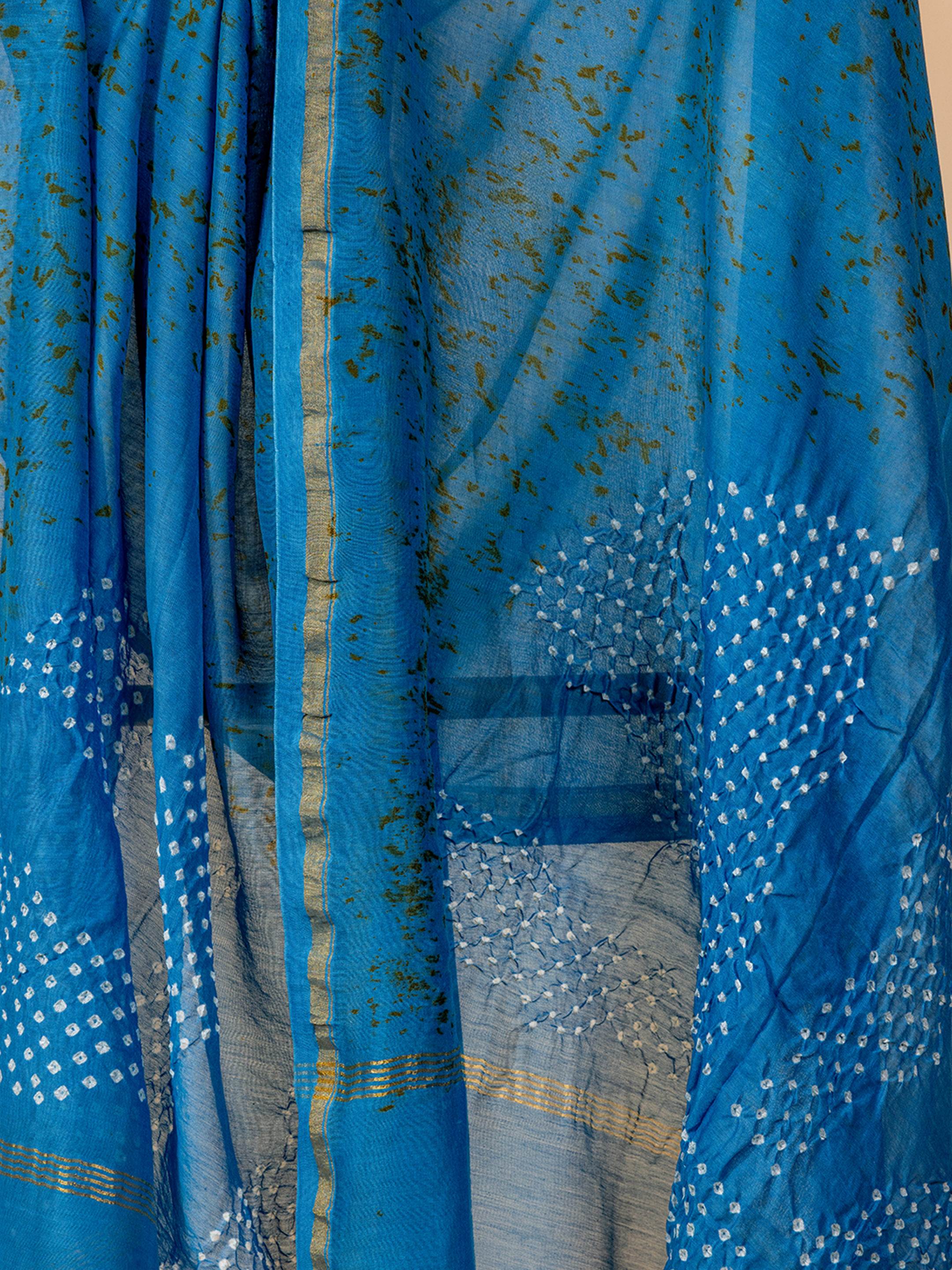 Bandhani Cotton Silk Dupatta Blue
