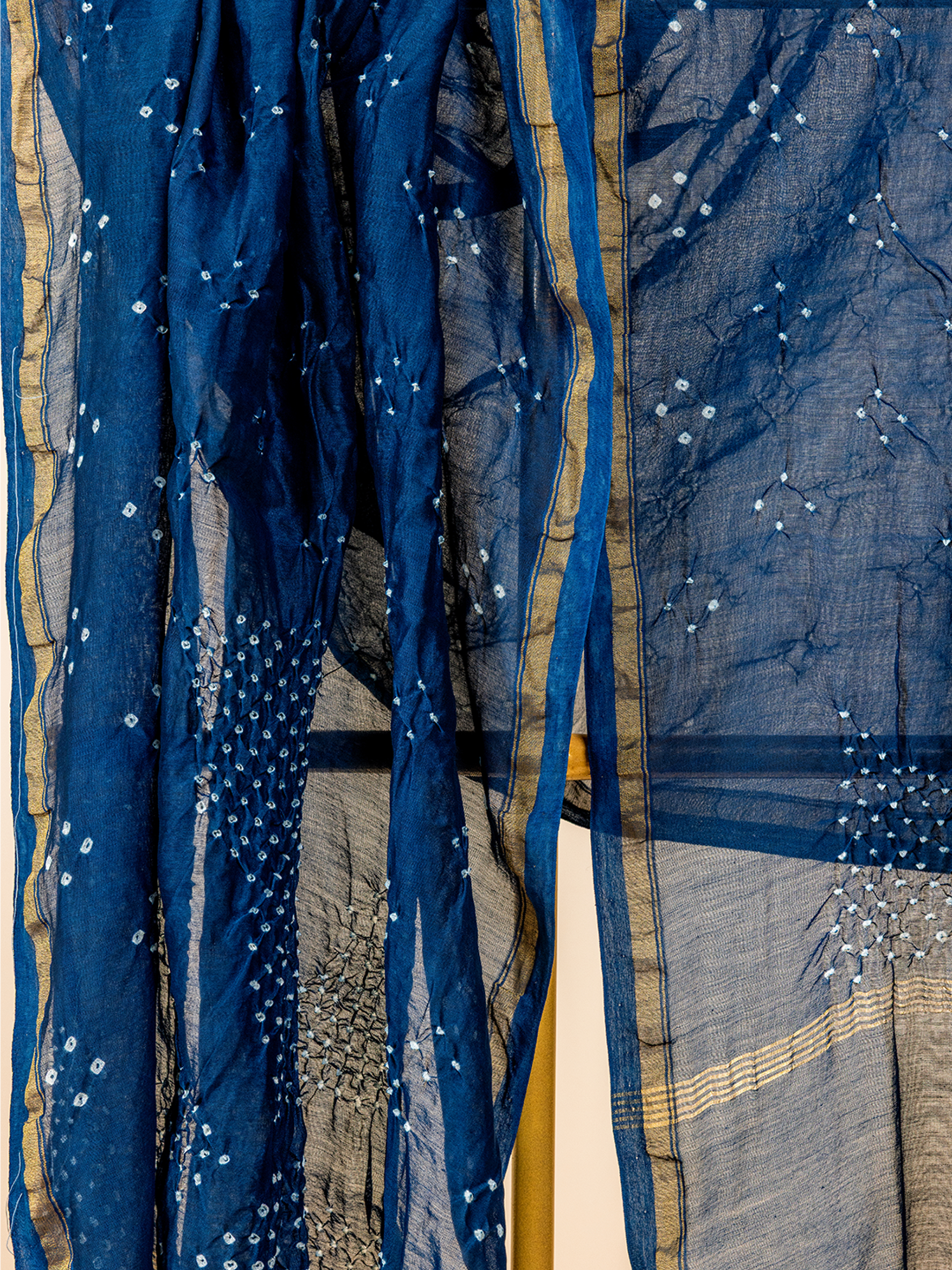 Bandhani Cotton Silk Dupatta Dark Blue