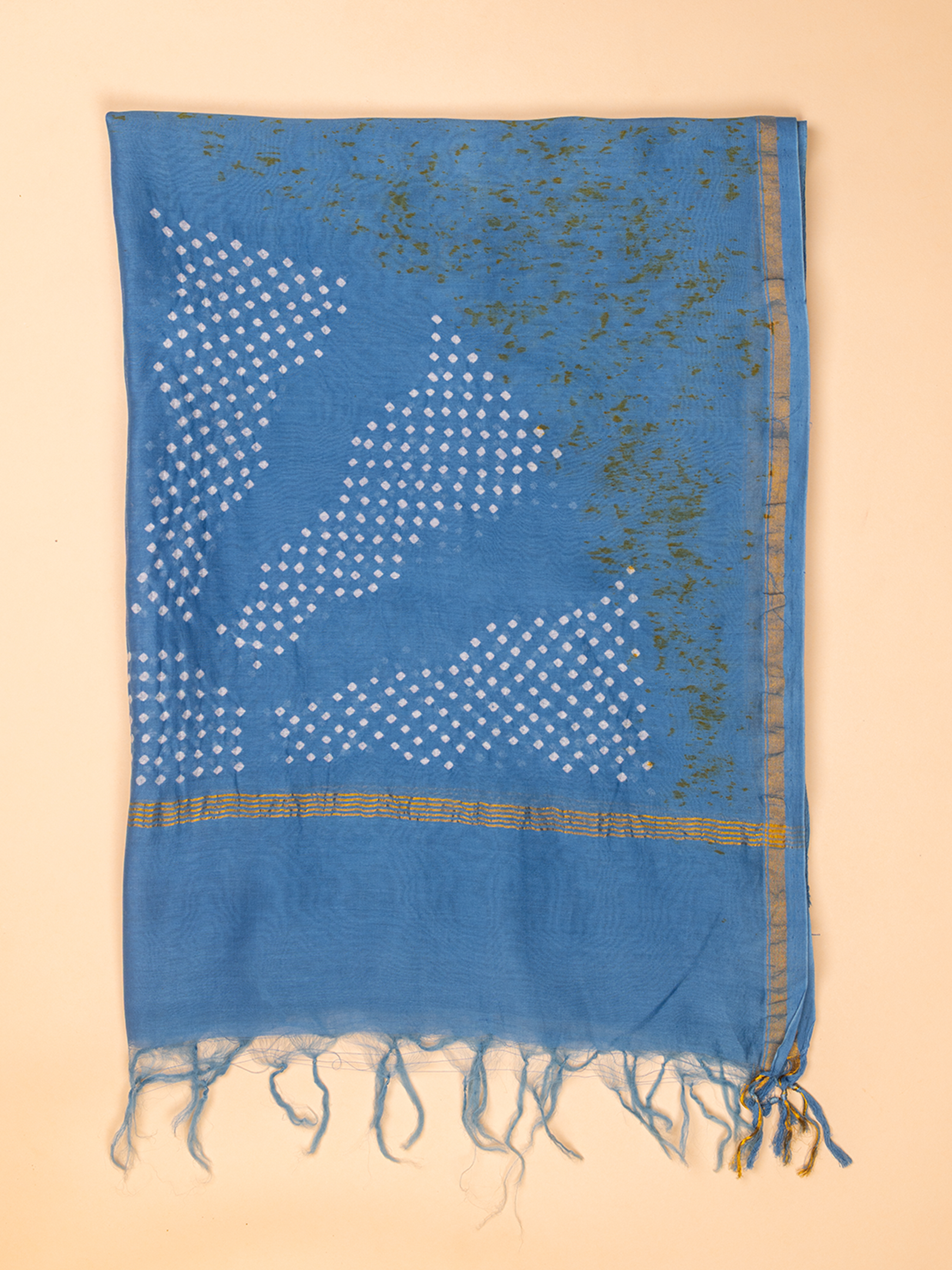 Bandhani Cotton Silk Dupatta Blue