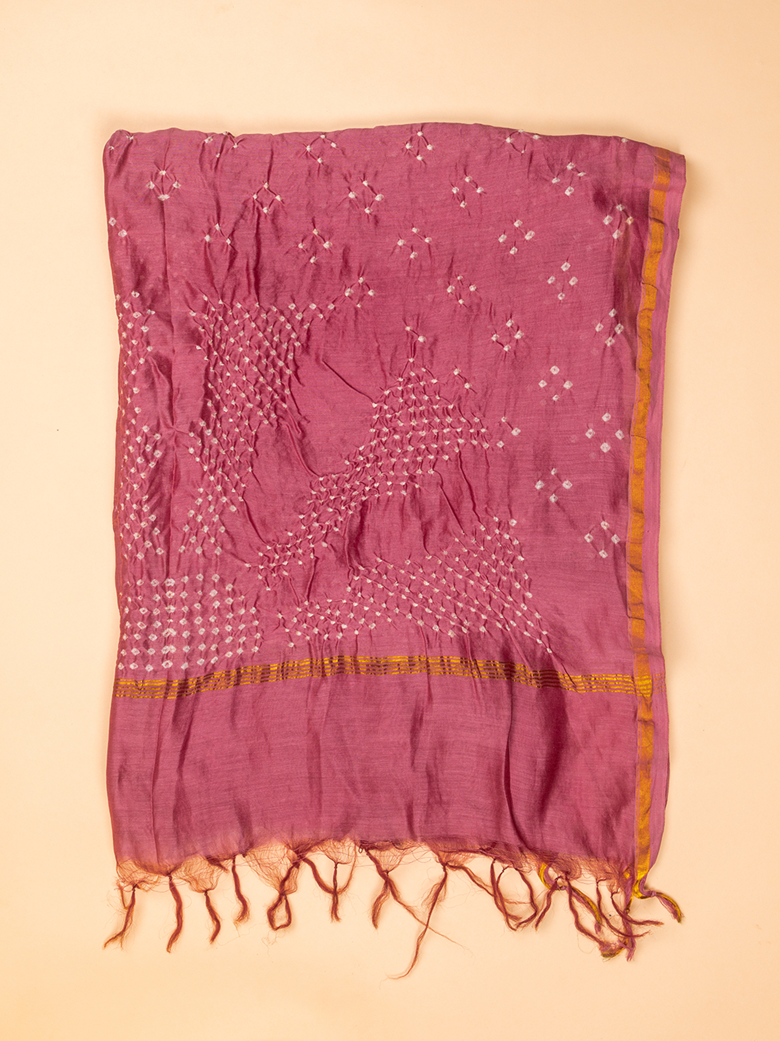 Bandhani Cotton Silk Dupatta Pink